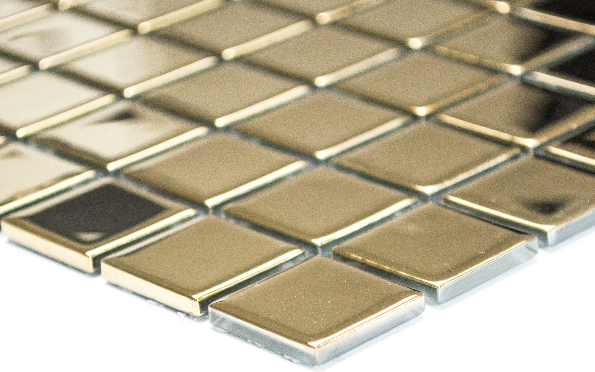 Mosani Mosaikfliesen Glasmosaik Crystal Mosaikfliesen gold glänzend / 10 Matten