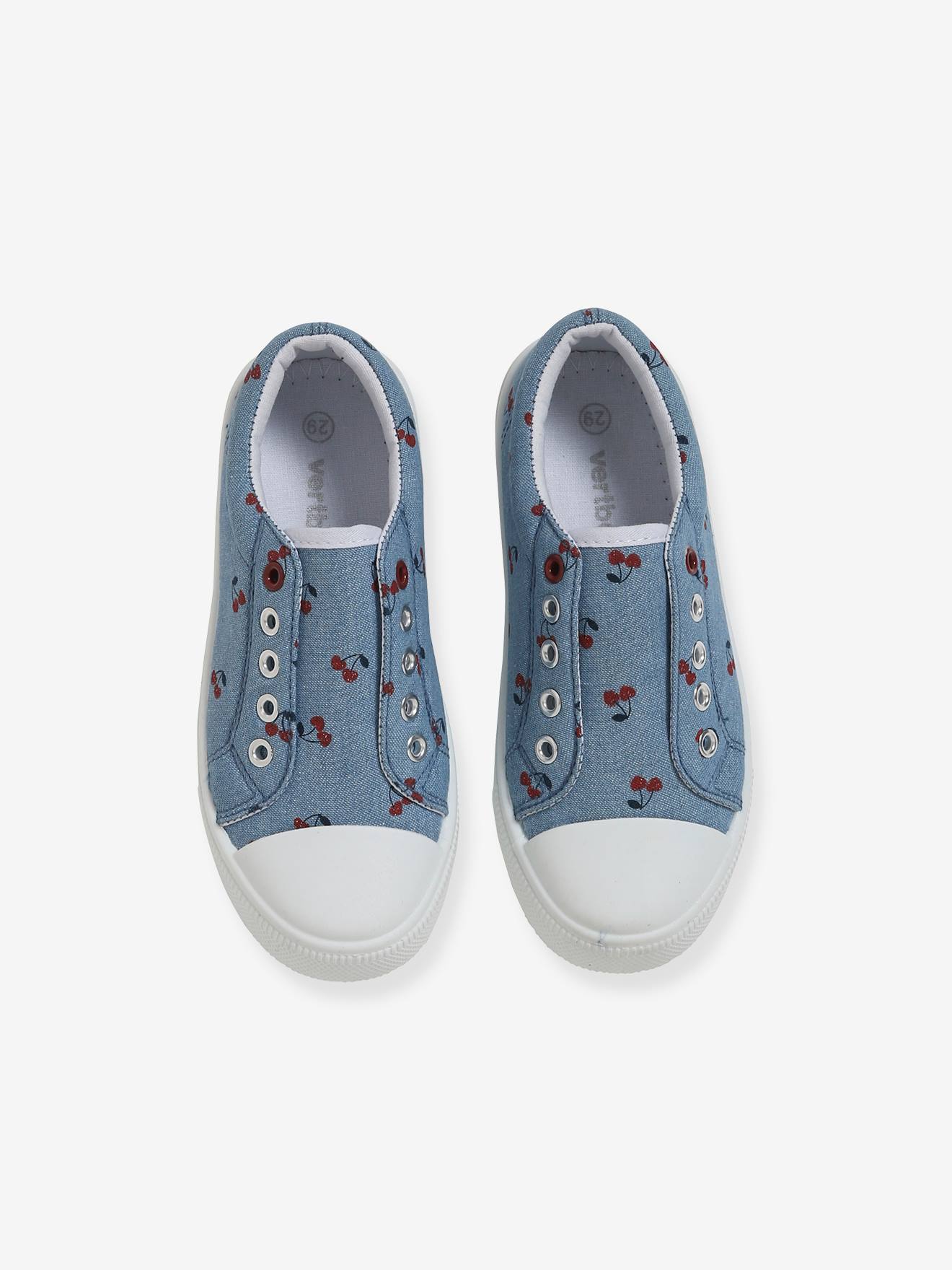 Baskets élastiquées fille en toile bleu cerise