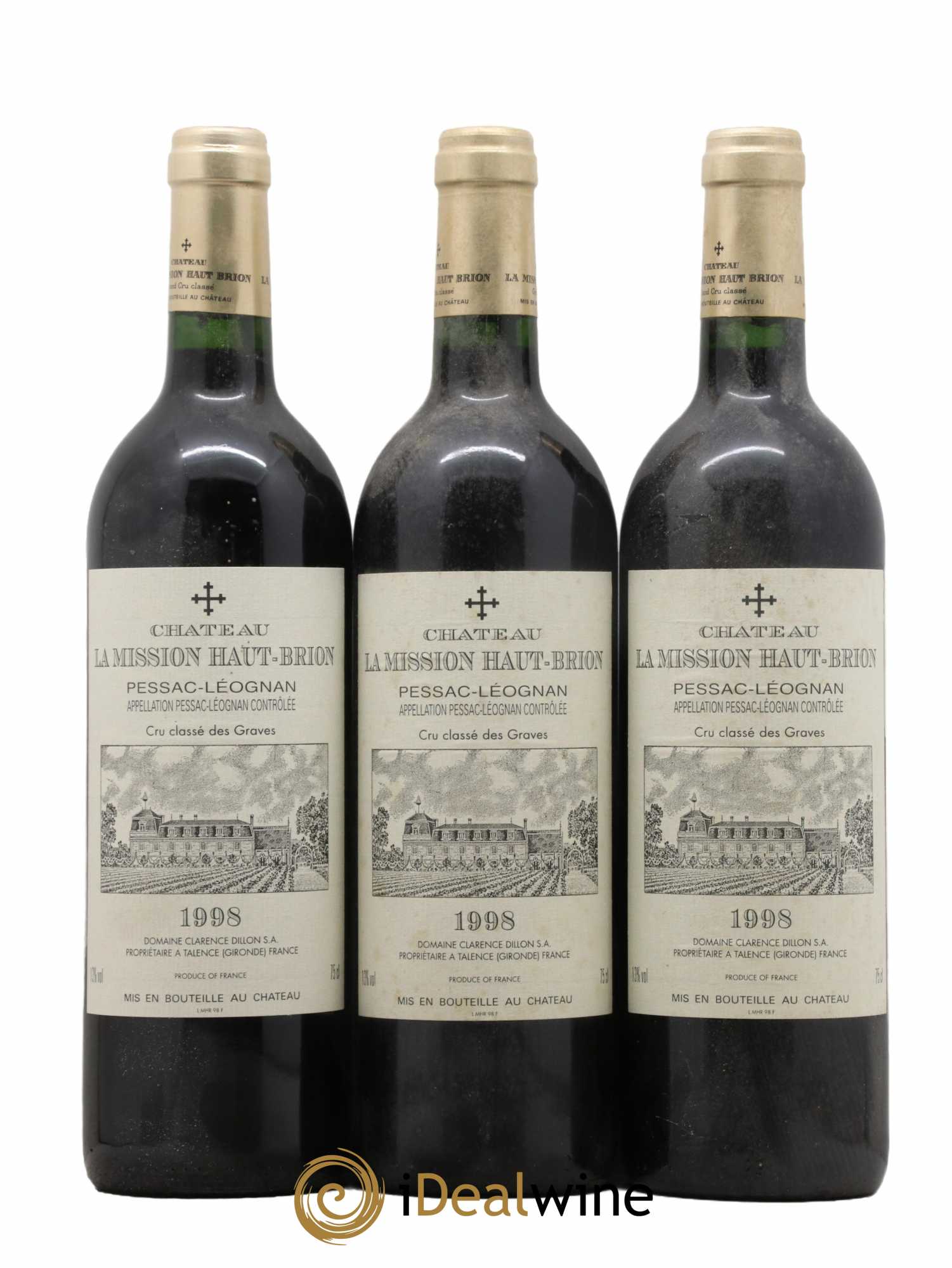 Château La Mission Haut-Brion Cru Classé de Graves  1998 - Lot de 3 Bouteilles