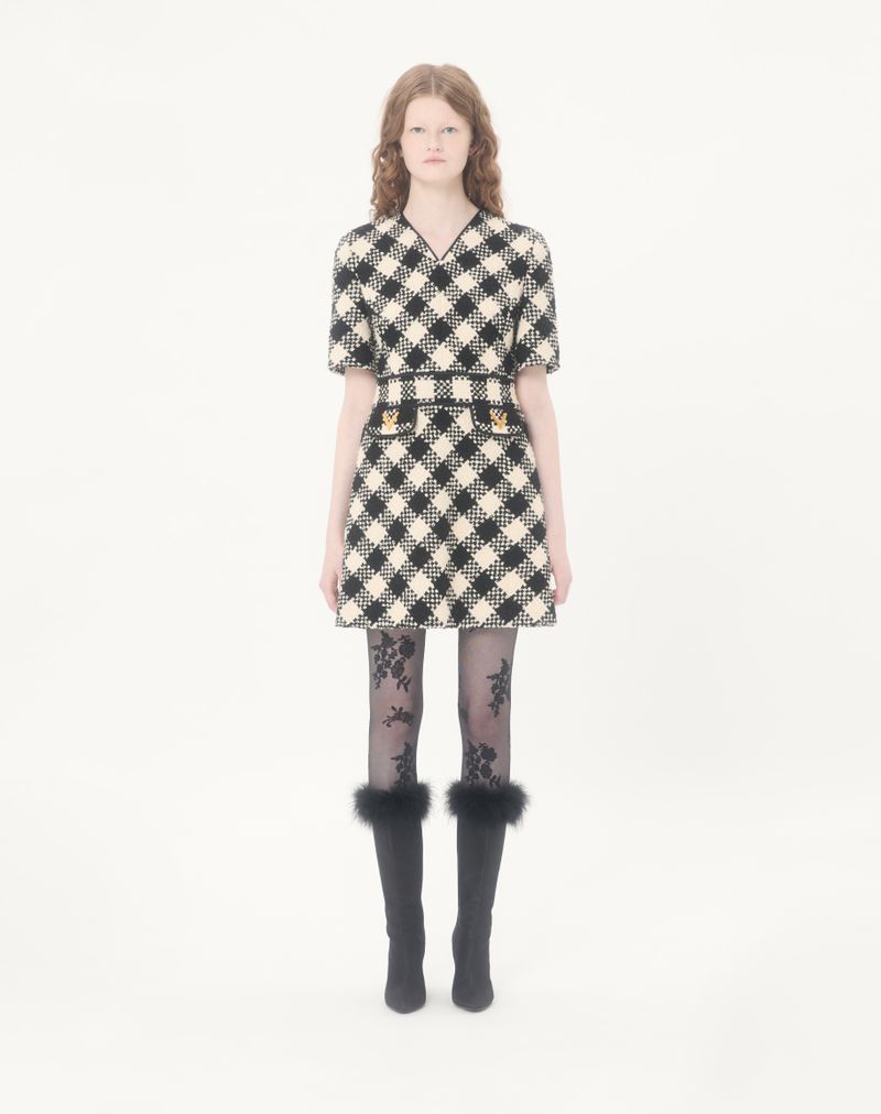Vestido de tweed Damier