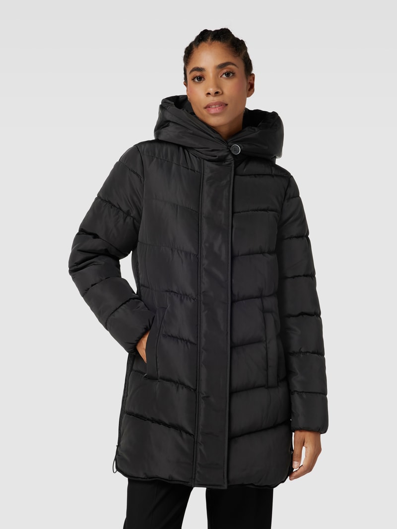 Steppmantel mit Kapuze in schwarz