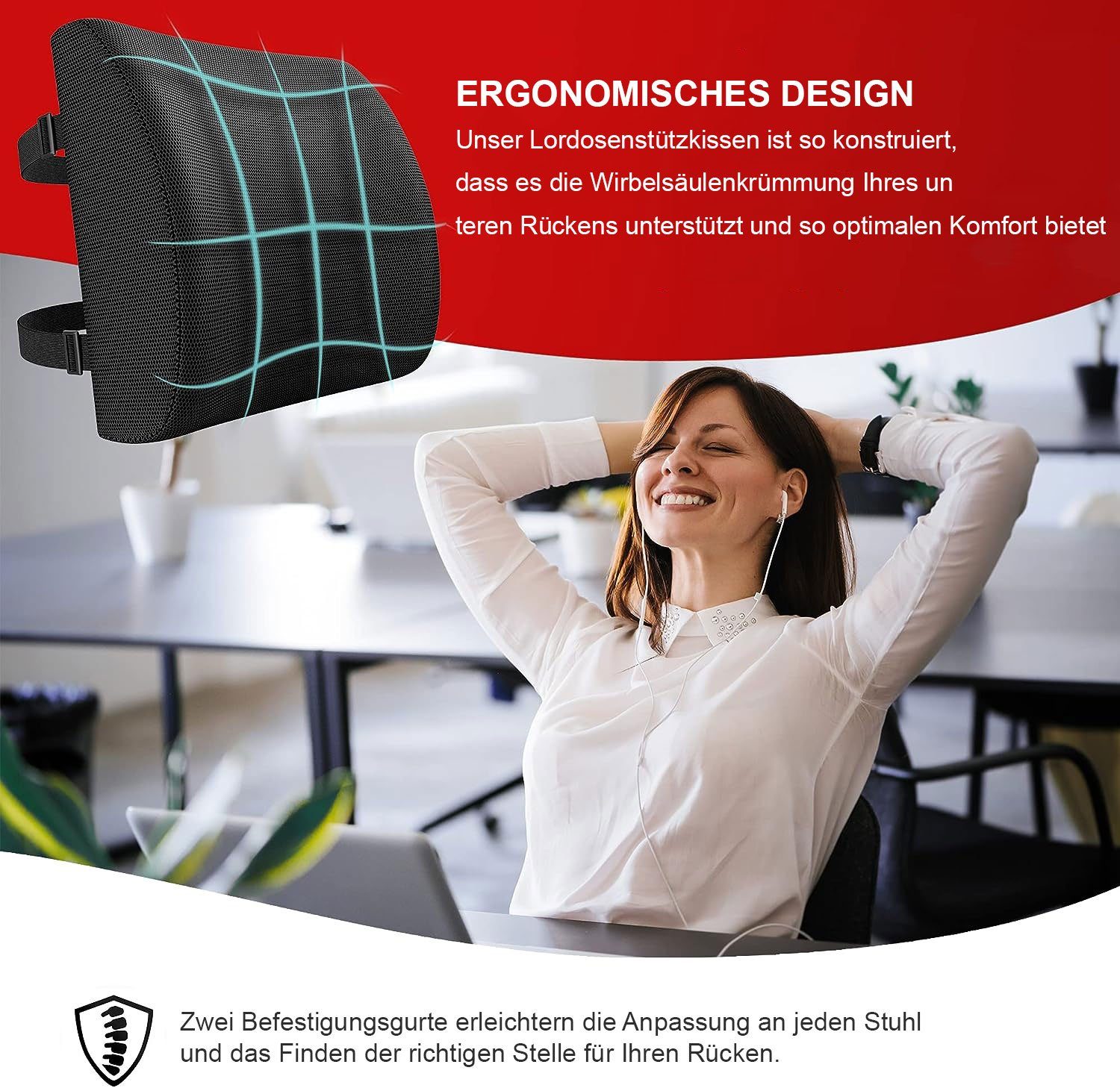 Sarfly Stuhlkissen Sitzkissen Orthopädisch für Bürostuhl, Lendenwirbelkissen für Stuhl