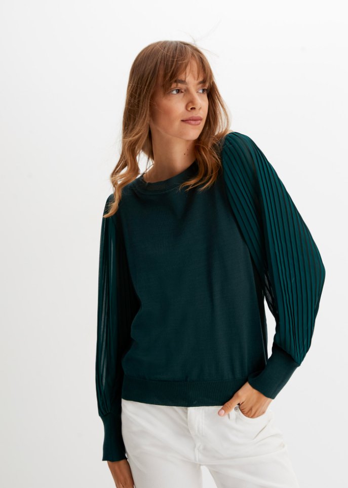 Pullover mit plissierten Ärmeln