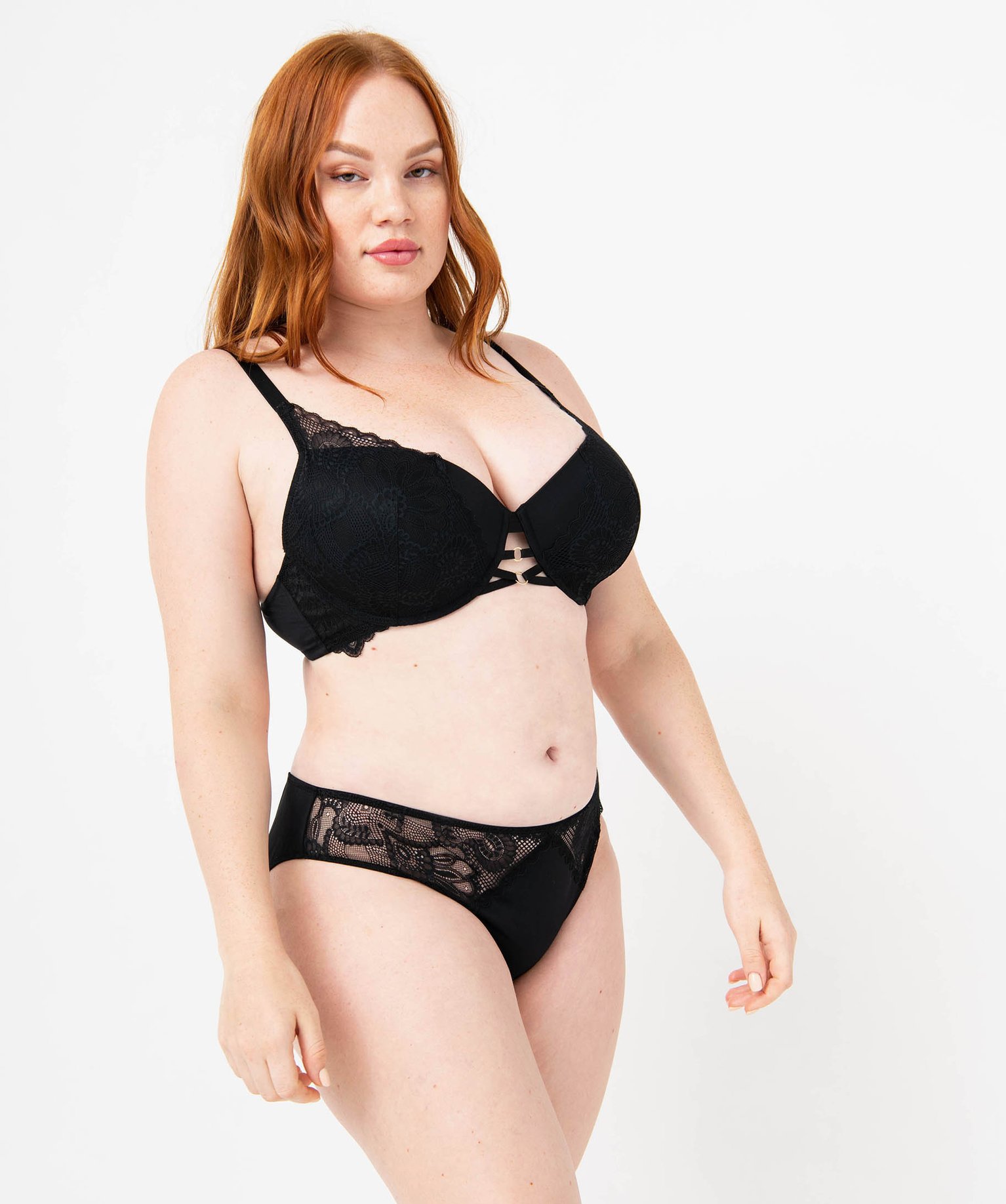 Culotte en microfibre et dentelle femme grande taille noir | GEMO
