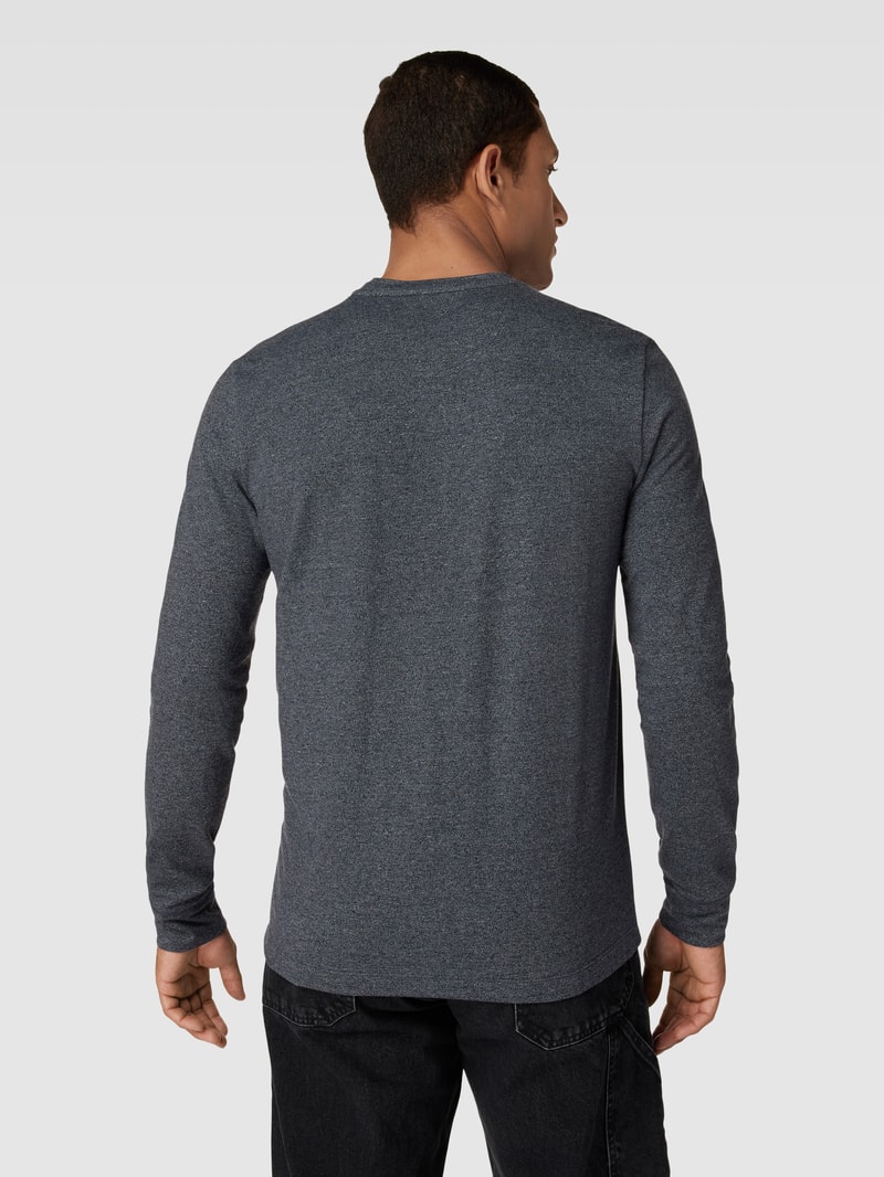 Longsleeve mit kurzer Knopfleiste und Label-Detail in marineblau
