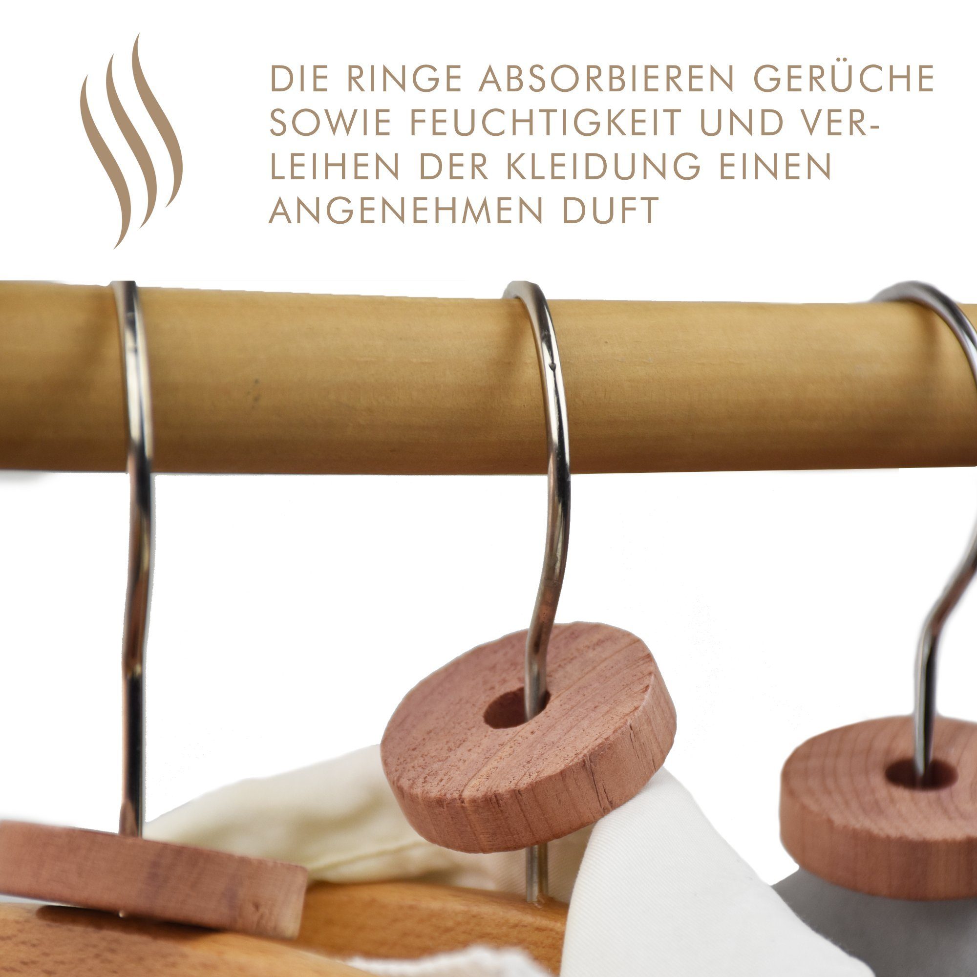 Quertee Kleiderbügel 30 Zedernholzringe Mottenschutz Schutz Kleidermotten Kleiderschrank, (30-tlg)