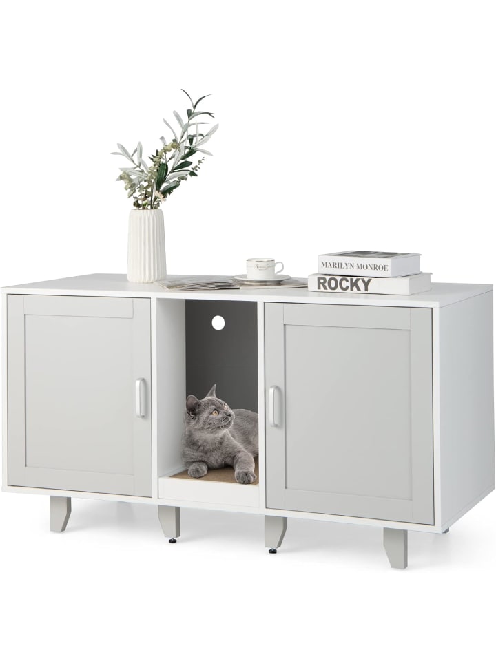 COSTWAY Katzenschrank mit 2 Türen 120x52x65cm in Grau günstig kaufen 120 cm