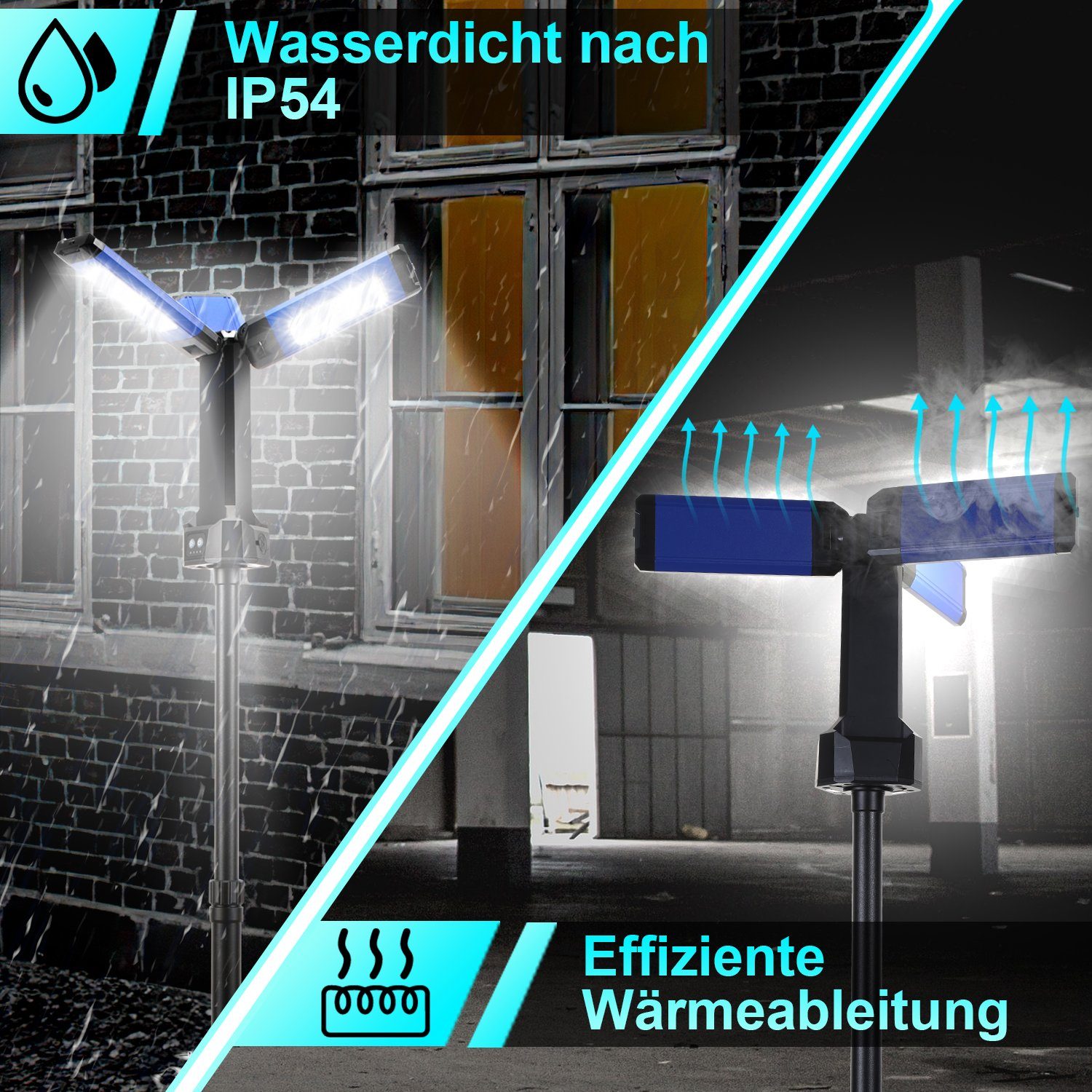 Yakimz Baustrahler LED Akku Fluter Aufladbar Camping Baustrahler abnehmbarem Dimmbar