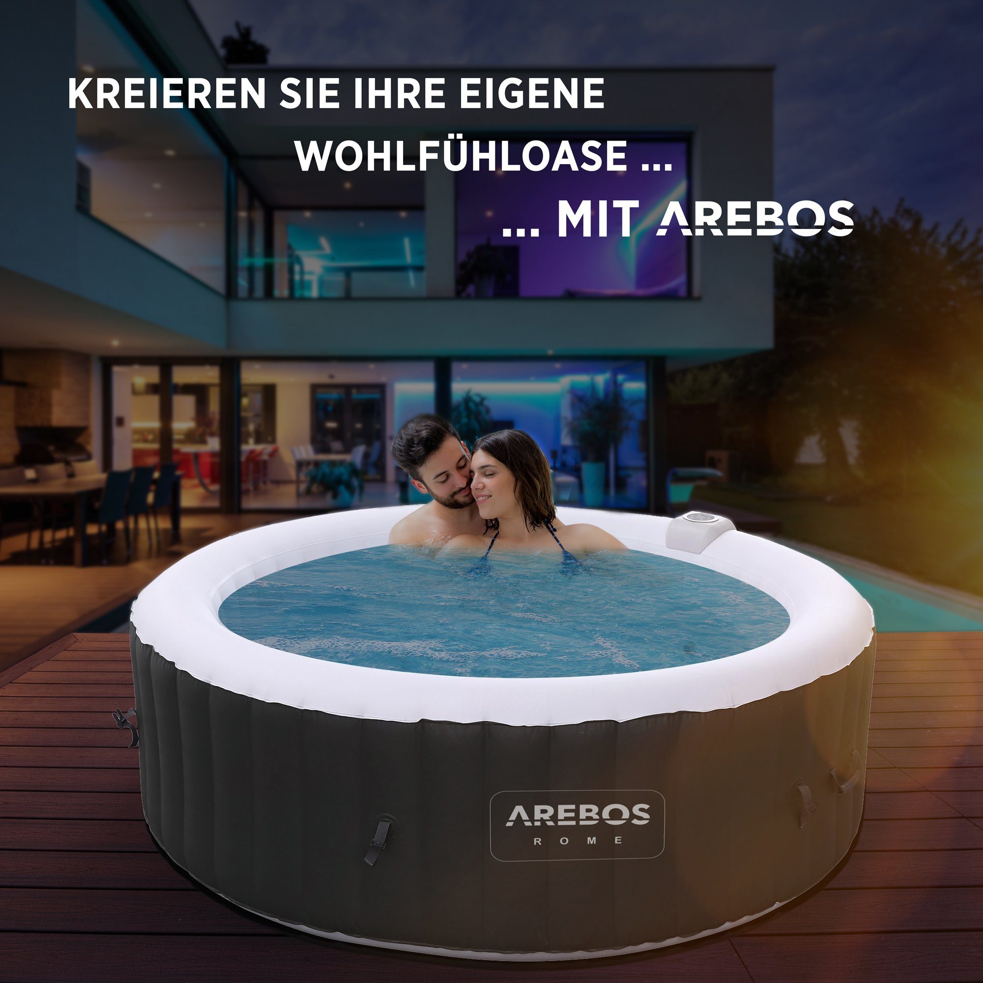 Arebos Whirlpoolkopfstütze 1x oder 2x Nackenkissen für Whirlpool, weiß, 100% wasserdicht, (1x Nackenkissen für Spa Pools, 1-St., Stück)