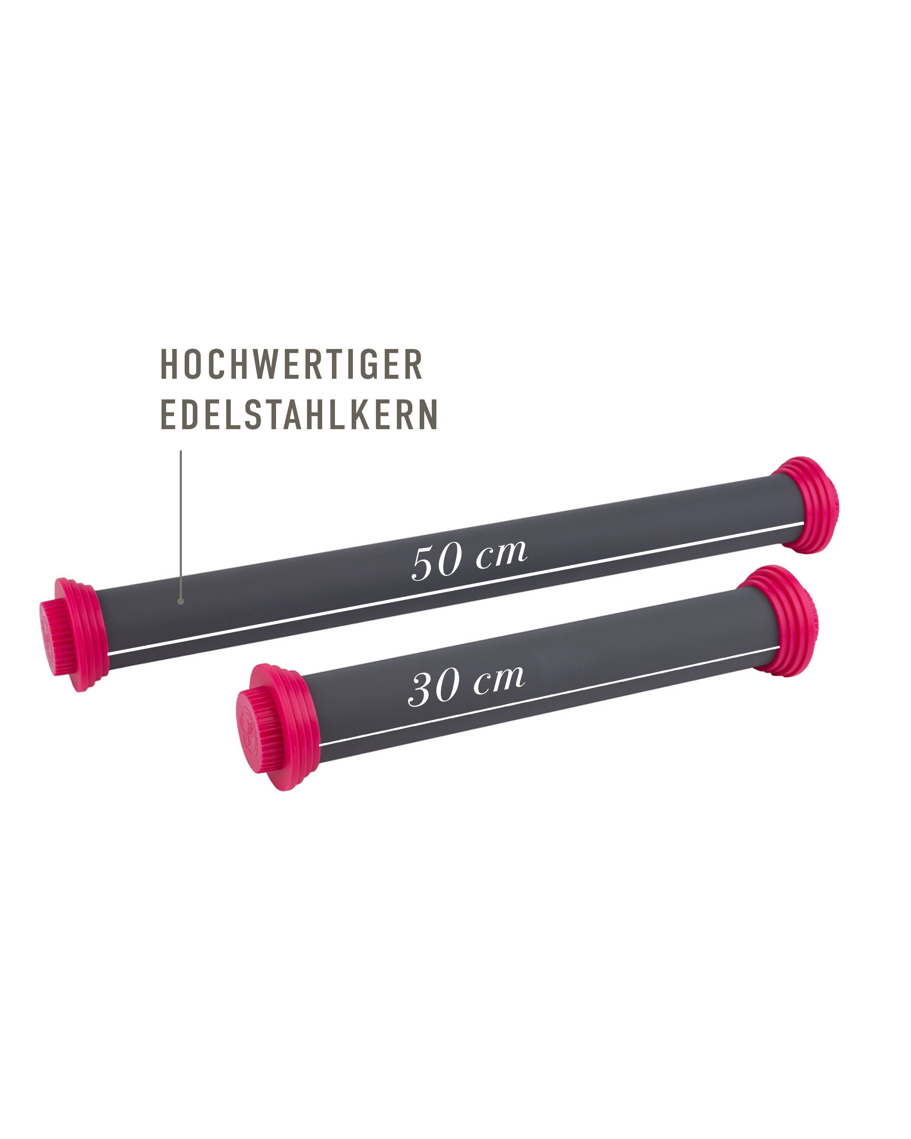 Sallys Teigroller Profi Ausrollstab mit Edelstahlkern- in zwei Größen