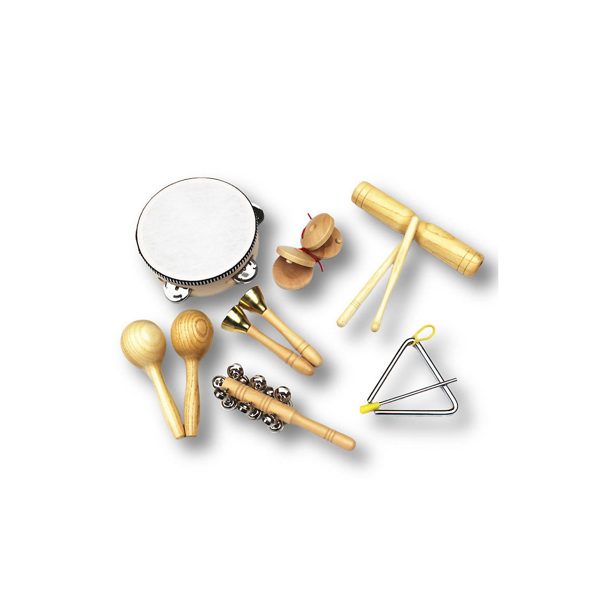 Mmusikalisches Spielzeug für die Früherziehung Musikinstrumentensatz aus Holz, Kombination von Lehrmitteln Rhythmusinstrumente
