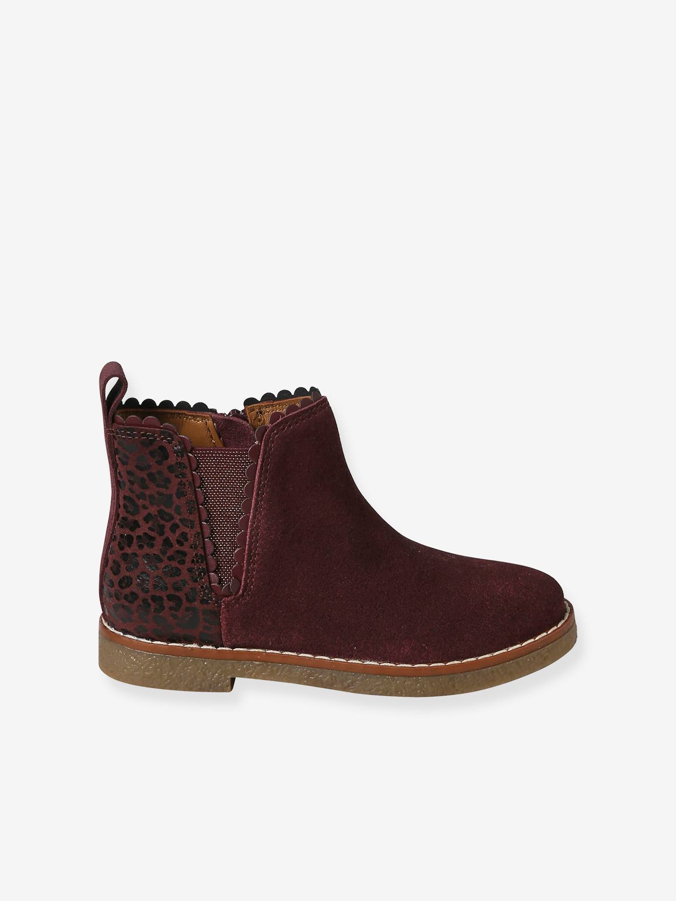 Boots en cuir fille collection maternelle bordeaux