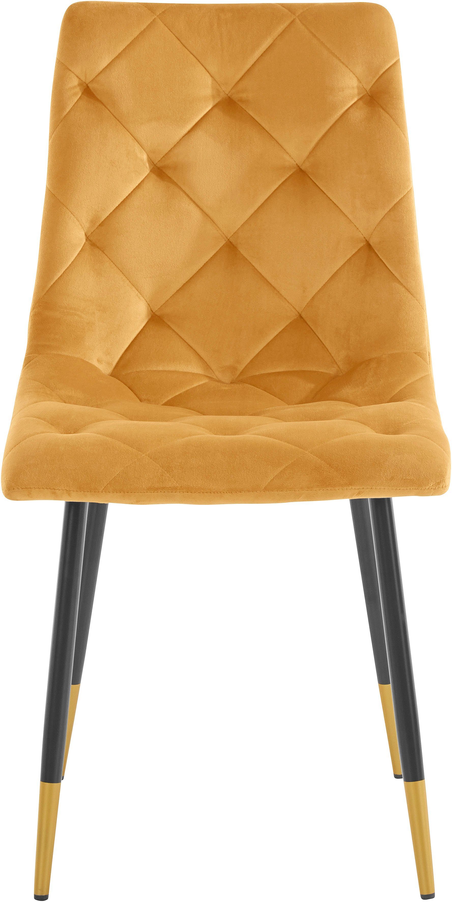 INOSIGN 4-Fußstuhl Eva (2 St), Bezug in Veloursstoff mit Diamant Steppung, max. Belastbarkeit 120kg
