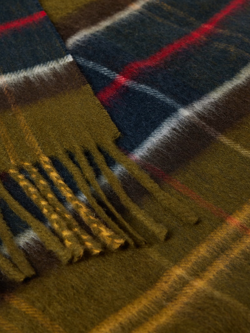Schal mit Tartan-Muster in olivgrün