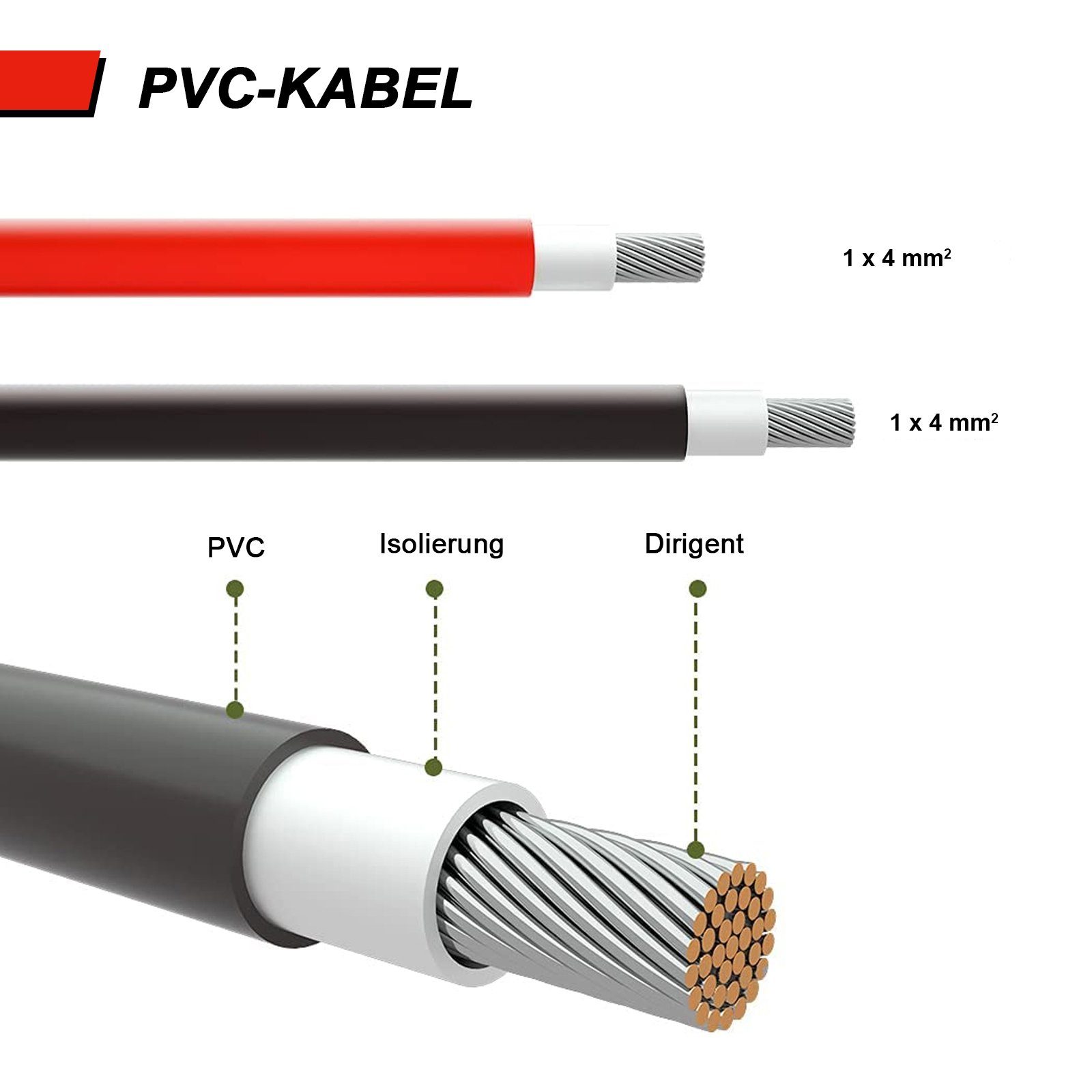 PFCTART Solarmodul 4mm² Solarkabelverlängerung,PV MC4 Photovoltaik Verlängerungskabel, (2-St)