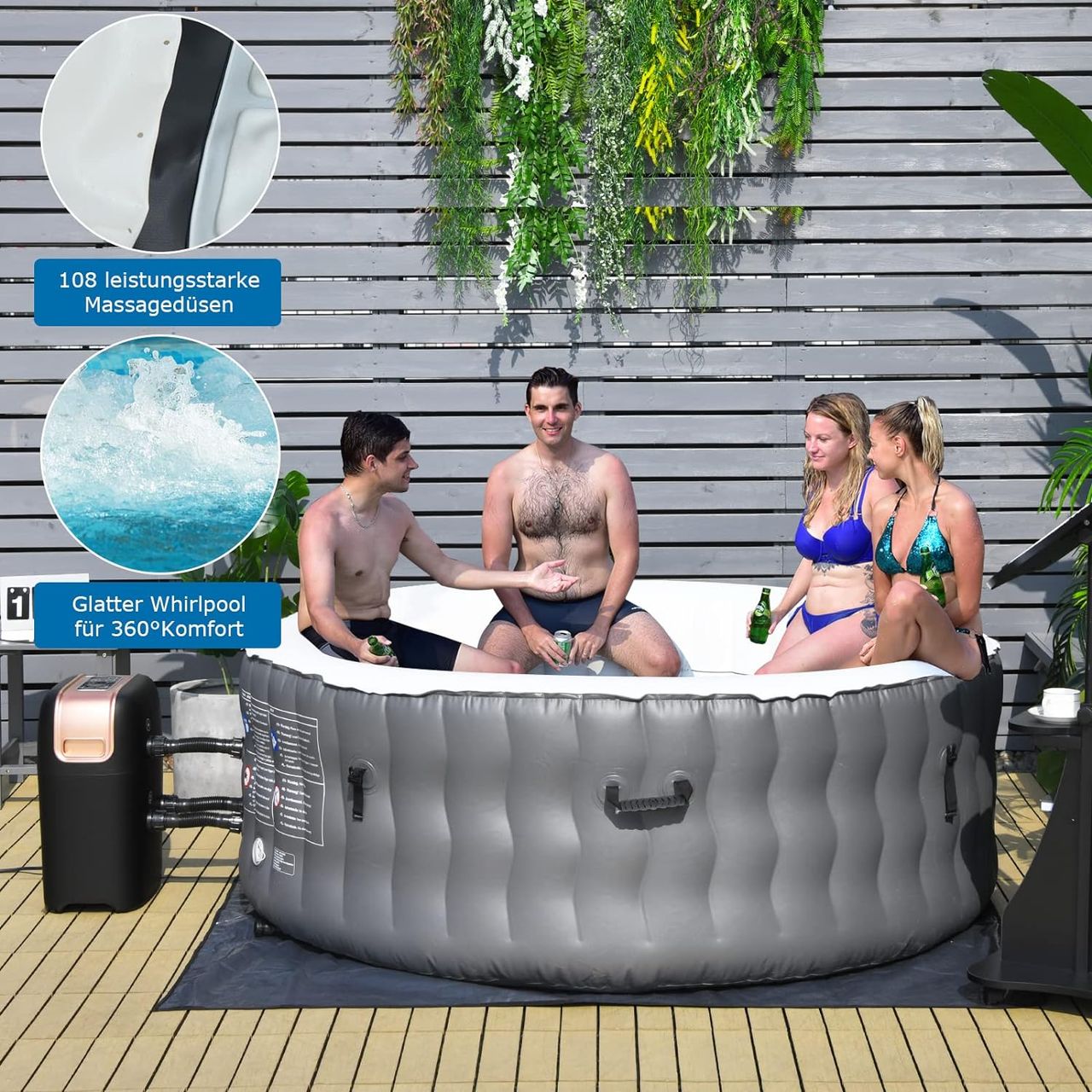 Costway Aufblasbarer Whirlpool Ø180cm | 4 Personen