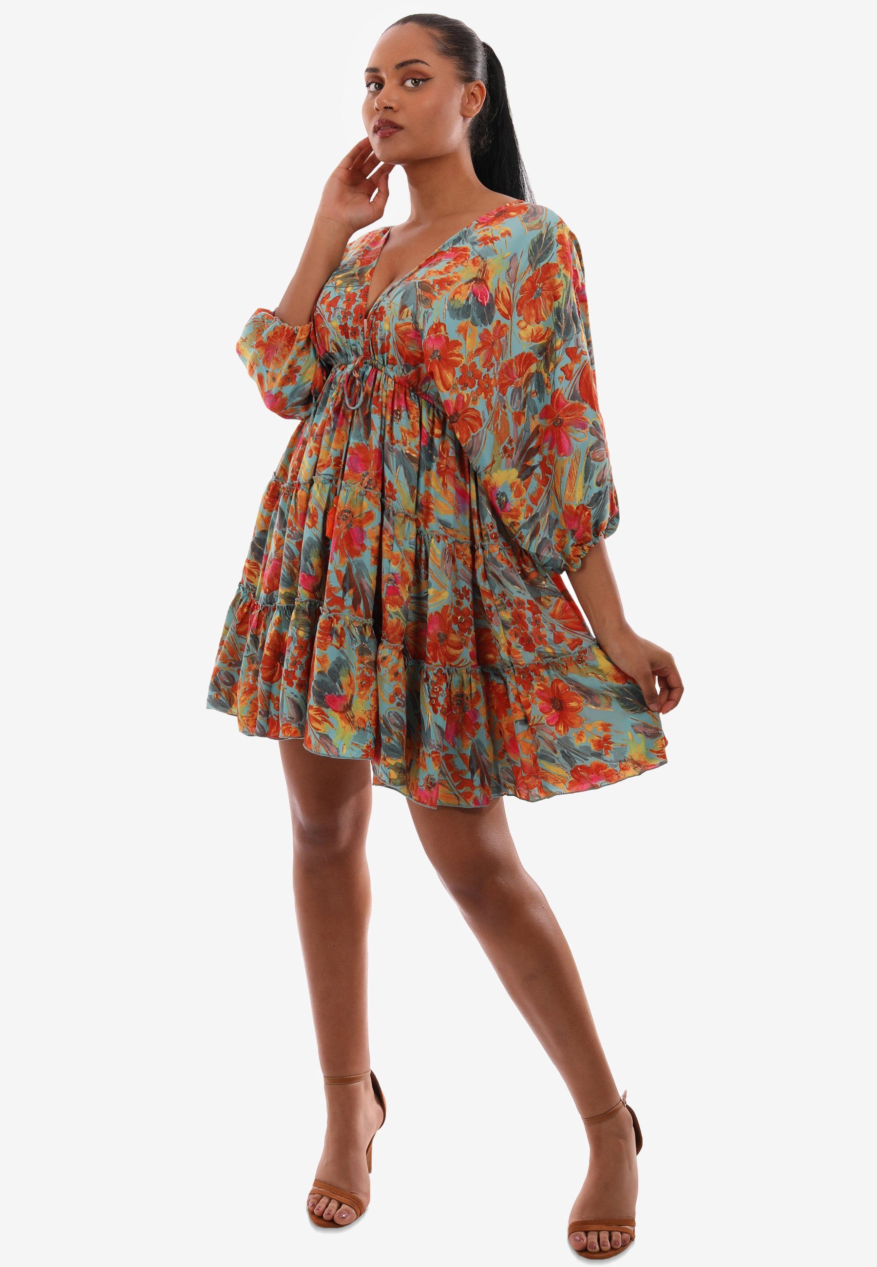 YC Fashion & Style Minikleid Schwungvolles Damen-Minikleid für den Sommer mit Volant, mit Alloverdruck