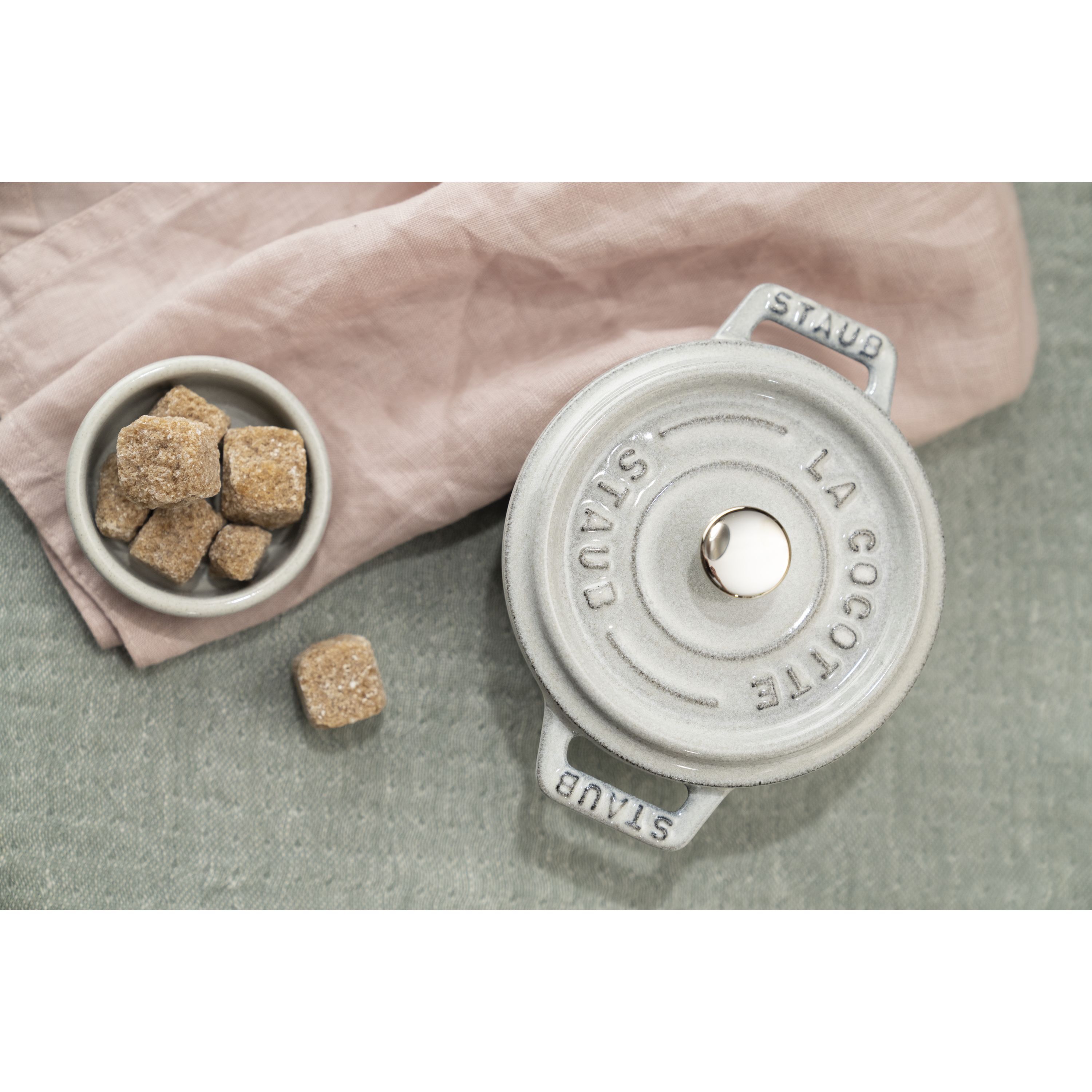 Mini Cocotte 10 cm, rund, Weisser Trüffel, Gusseisen