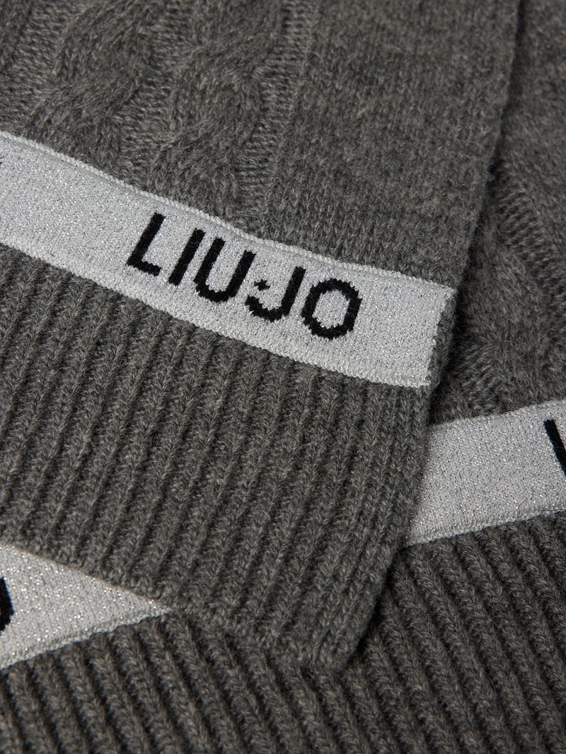 Schal mit Label-Print in mittelgrau