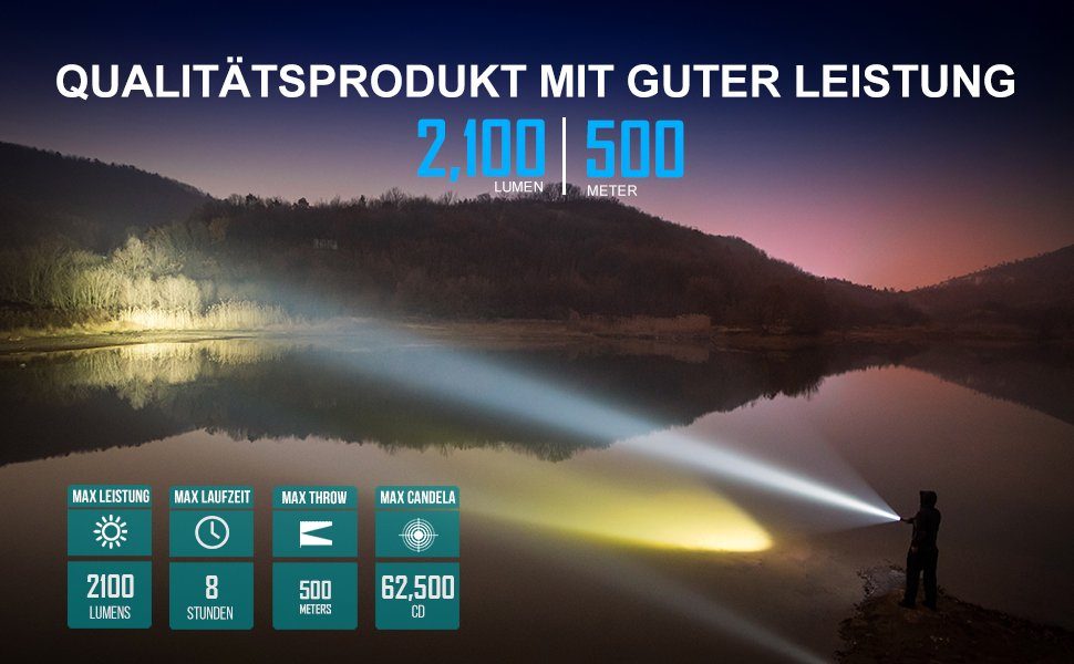 OLIGHT Taschenlampe Warrior X Pro Superhelle Taktische Taschenlampe für Camping,Wandern