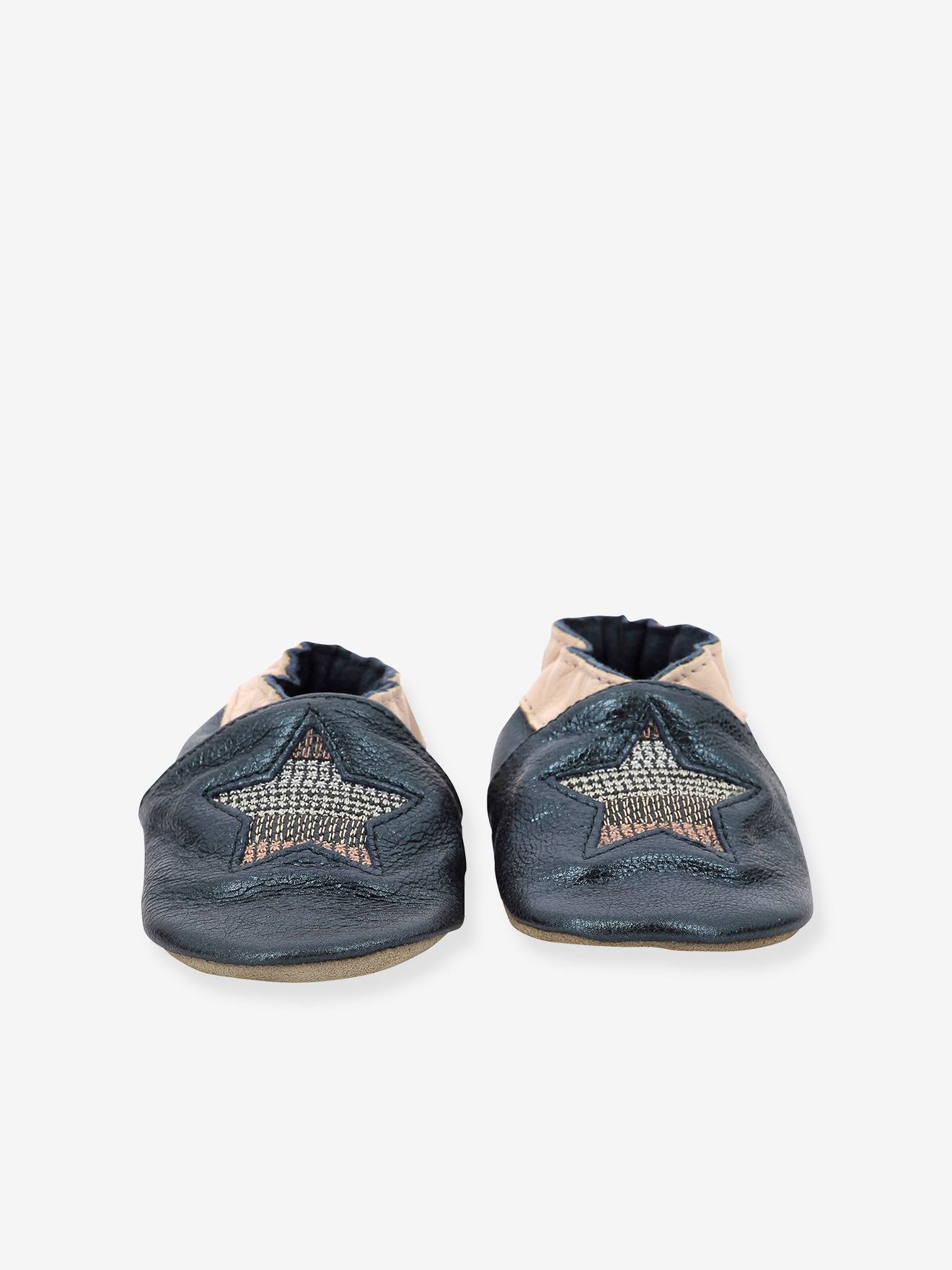 Chaussons cuir souple bébé Star Stripe ROBEEZ© marine