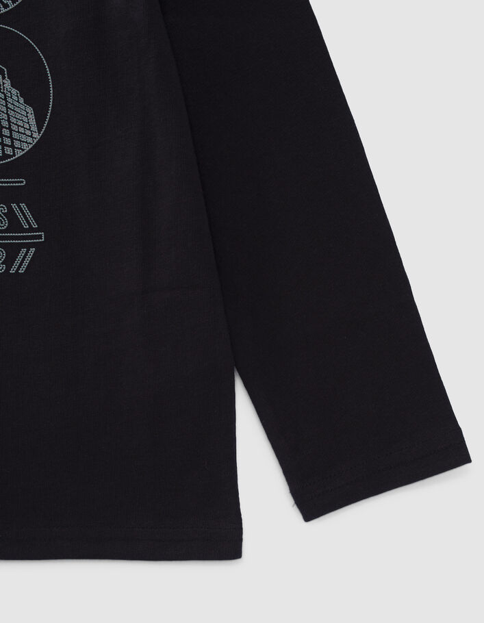 T-shirt noir bio visuels encre picots réfléchissants garçon