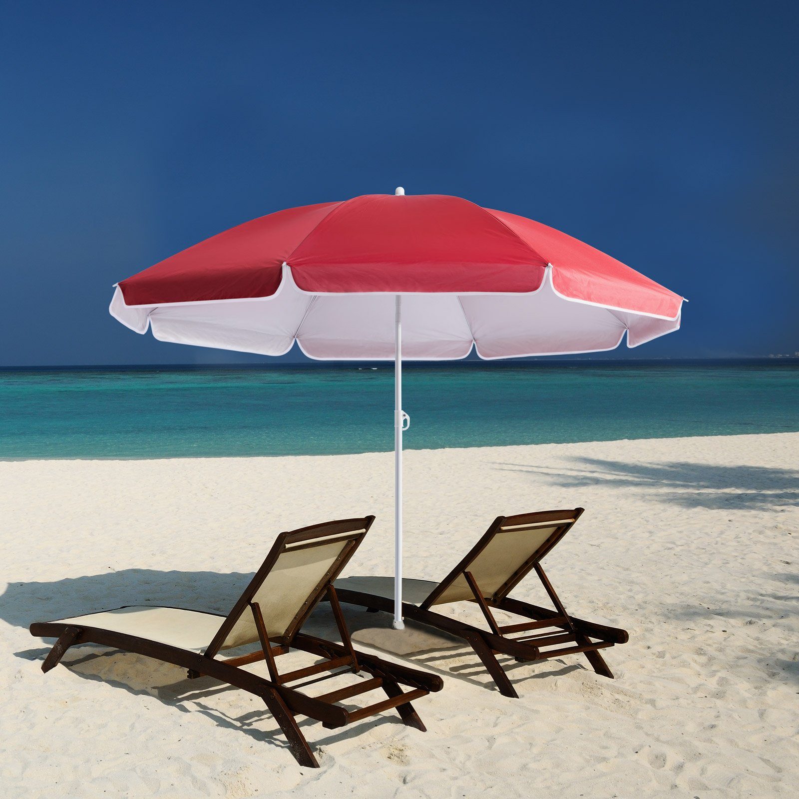 Kingsleeve Sonnenschirm, 180 cm Neigbar Höhenverstellbar UV Schutz 50+ Wasserabweisend inkl. Tragetasche Stabil Standfest Leicht Transportabel Strandschirm Gartenschirm