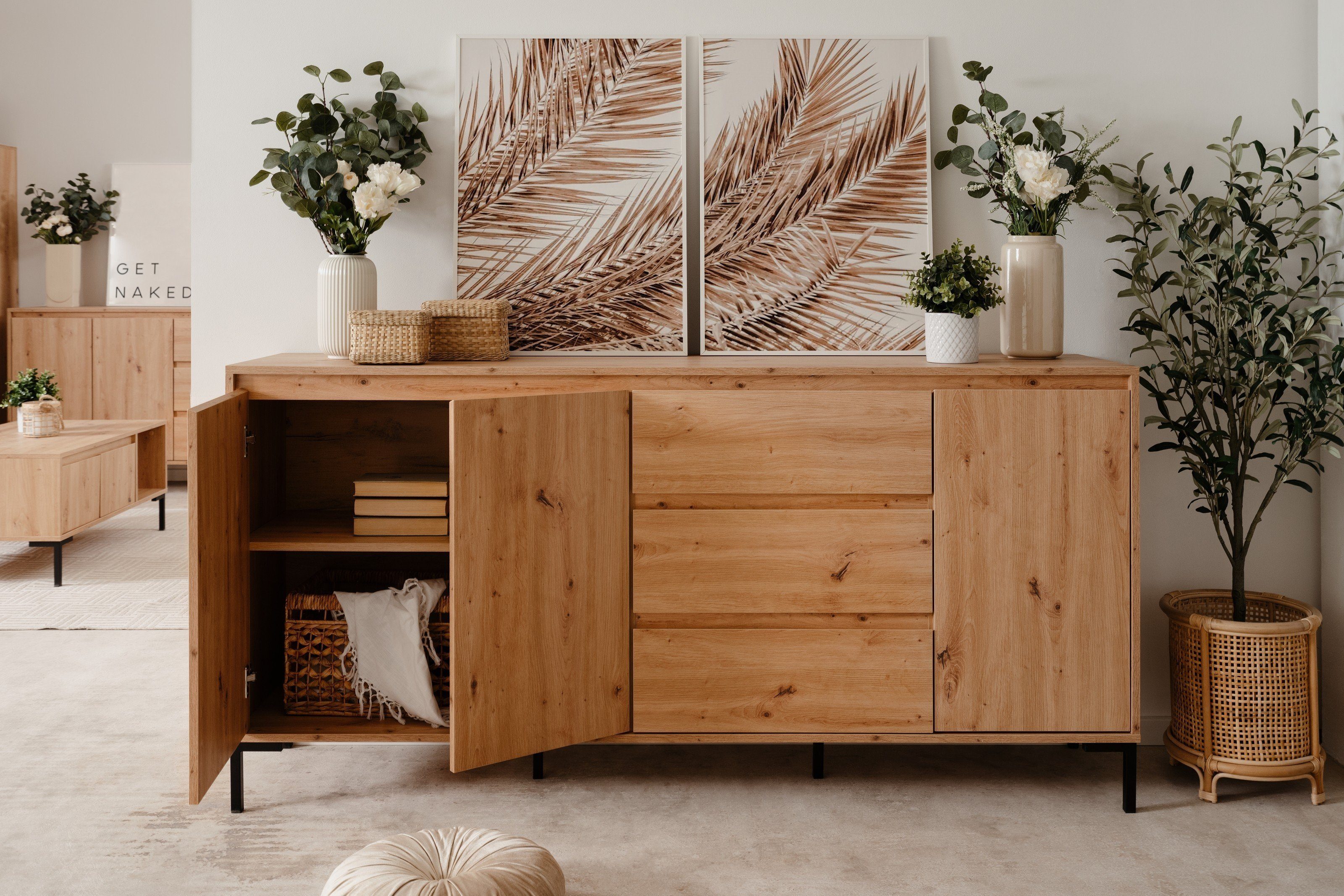 möbelando Sideboard Korsika (BxHxT: 170x87x40 cm), in Dekor Artisan Oak
