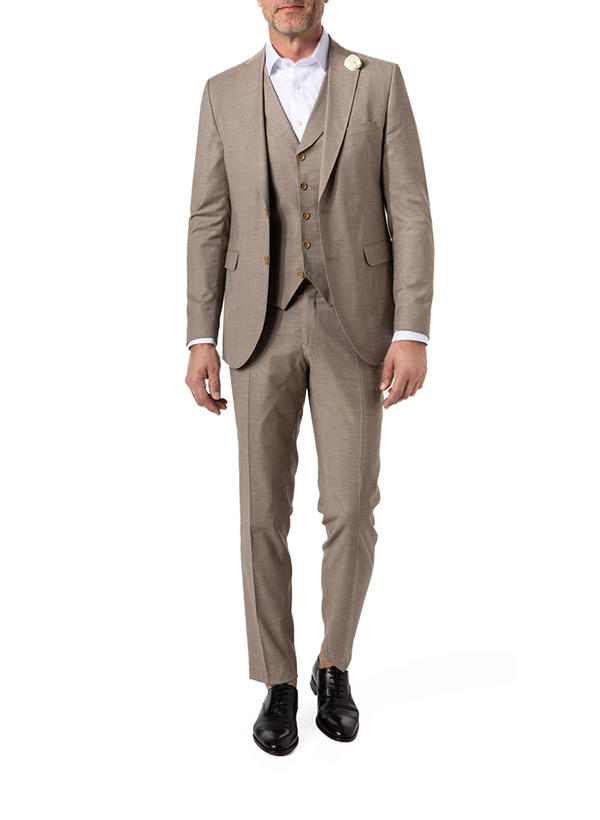 CG, Anzug mit Weste, Slim Fit, Schurwolle, sand meliert