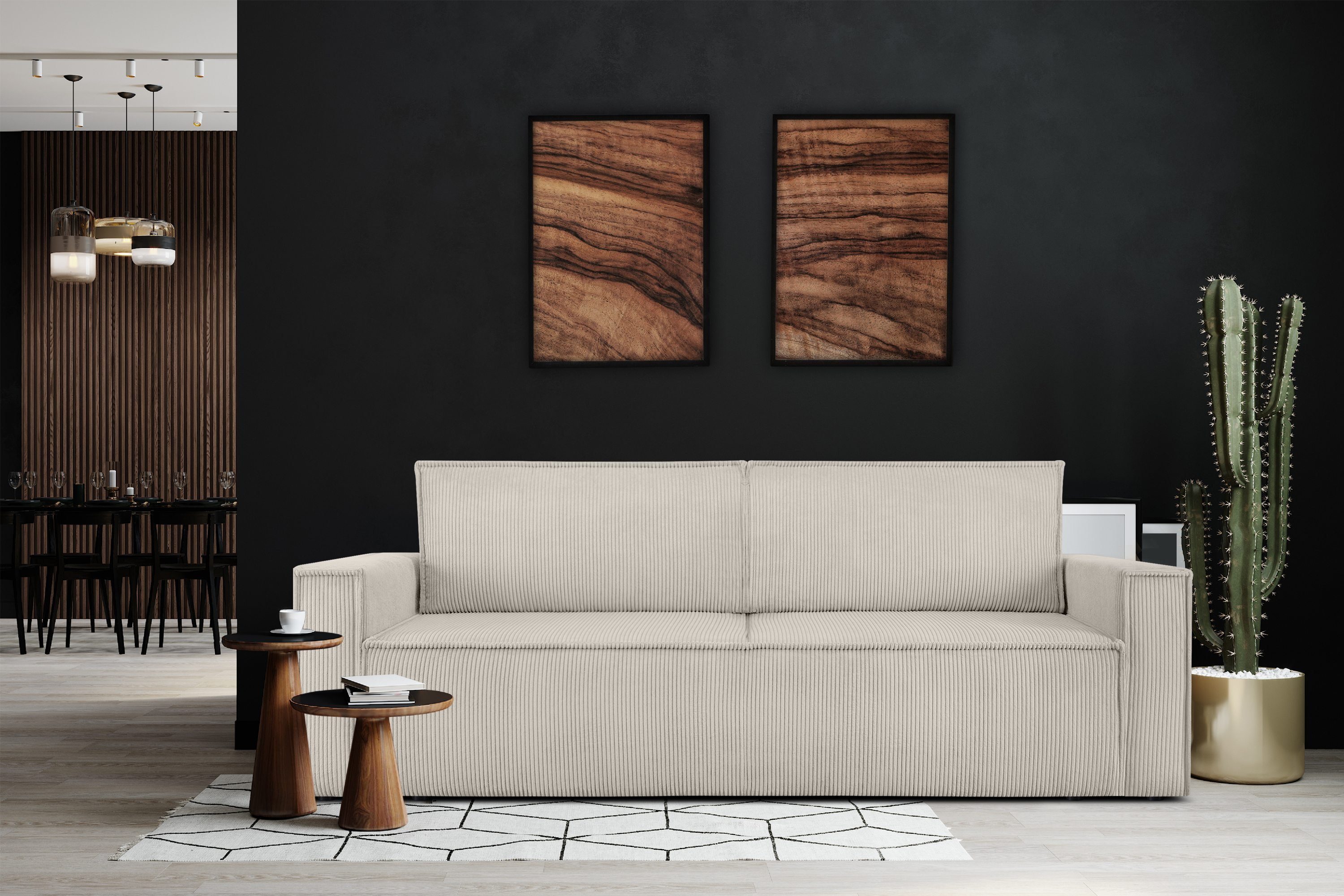 Konsimo Schlafsofa NAPI, hergestellt in der EU, mit Schlaffunktion, in Pet Friendly Cord-Stoff