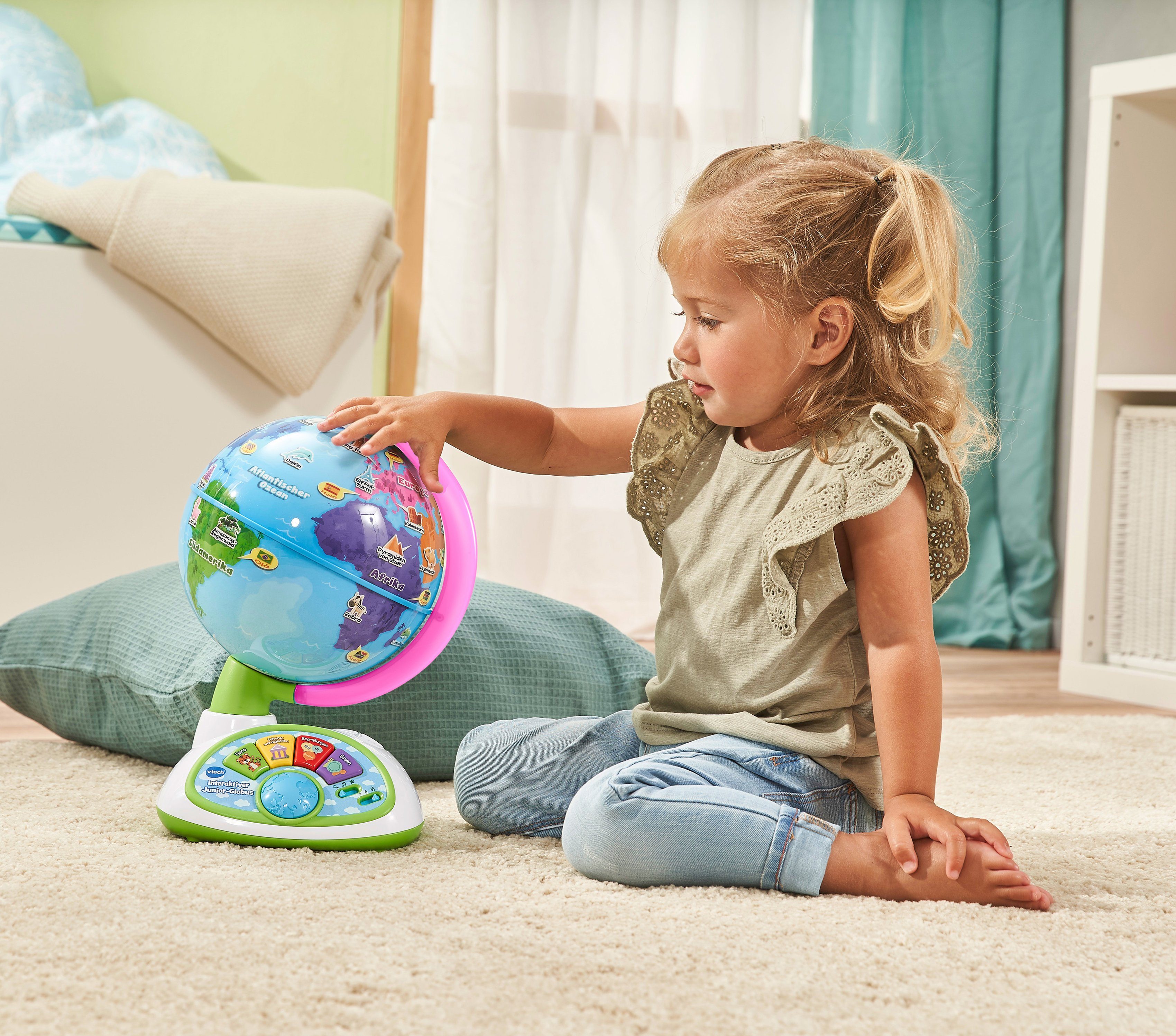 Vtech® Globus Ready Set School, Interaktiver Junior-Globus, Lernglobus mit Licht und Sound