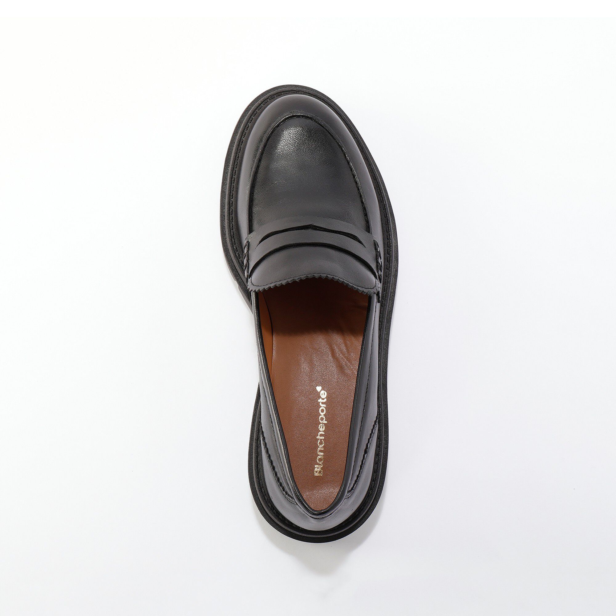 Mocassins semelle crantée, cuir