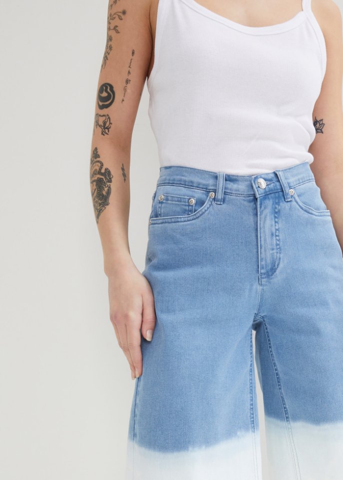 Stretch-Jeans-Bermuda, Dip Dye