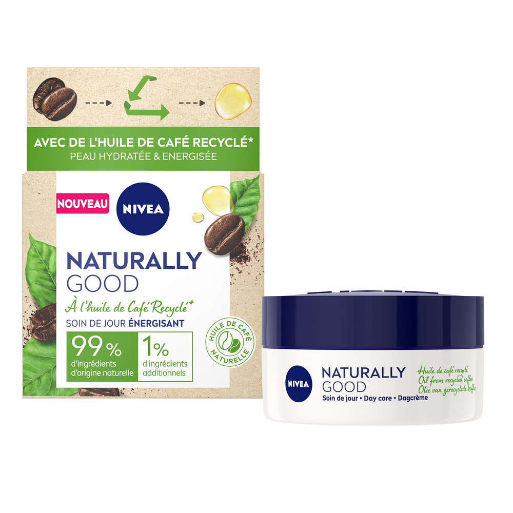 nivea NATURALLY GOOD - Soin de Jour à l'Huilede Café Recyclé 50 ml Soin visage énergisant Femme