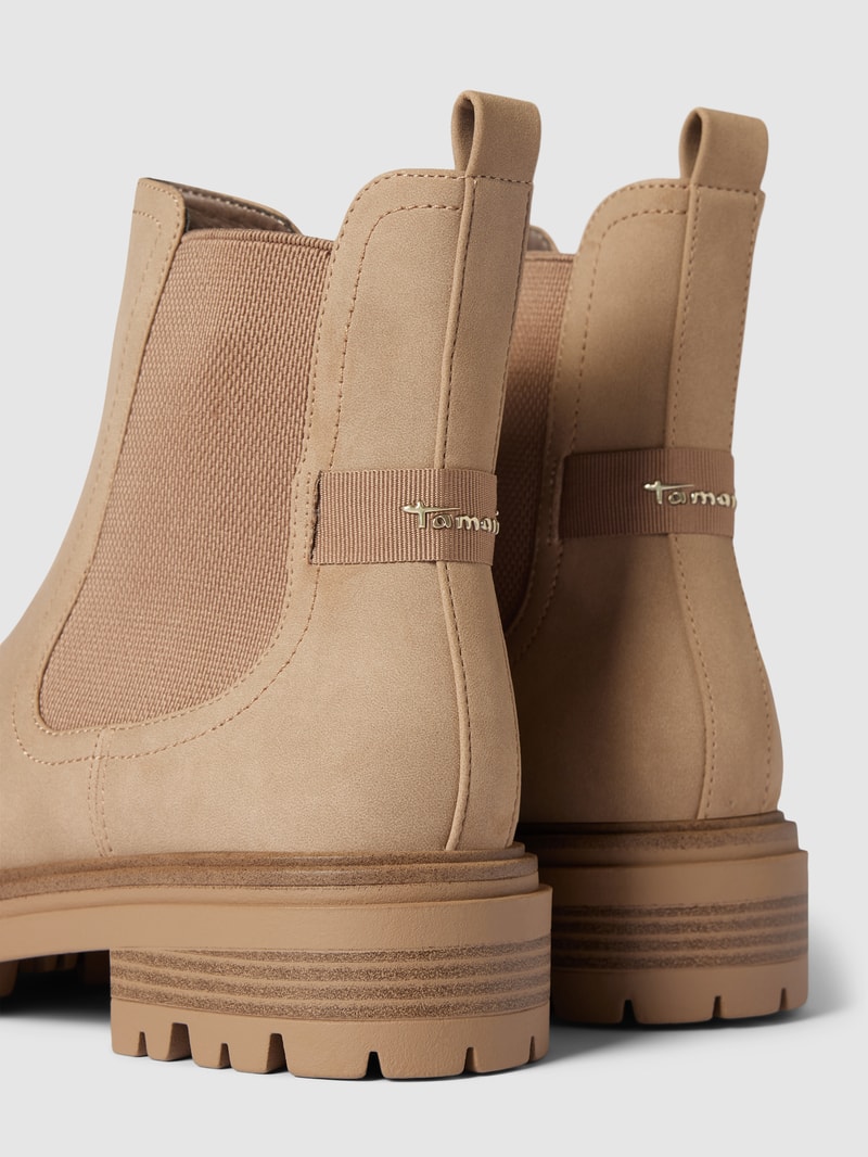 Chelsea Boots mit Label-Applikation Modell 'Essential' in beige