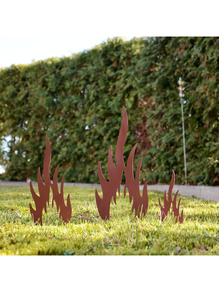 UNUS 3er Set Gartenstecker Rost Flammen in Braun günstig kaufen onesize