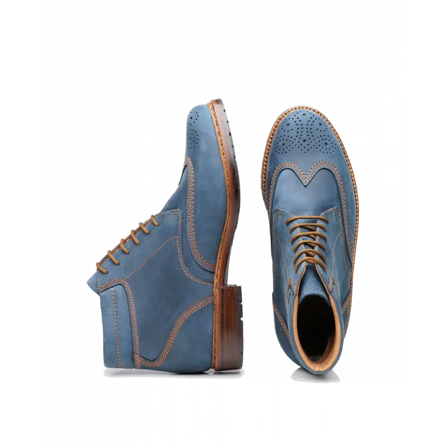 Heinrich Dinkelacker - Stiefel JANOSH K FULL-BROGUE H Nubukleder - blau
