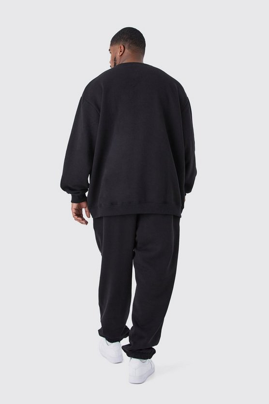 Plus Oversize Sweatshirt-Trainingsanzug mit Teddy-Print