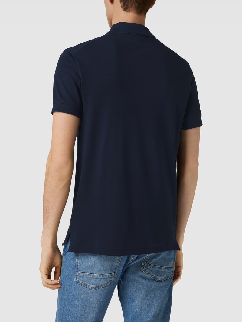 Poloshirt mit kurzem Reißverschluss Modell 'INTERLOCK' in marineblau