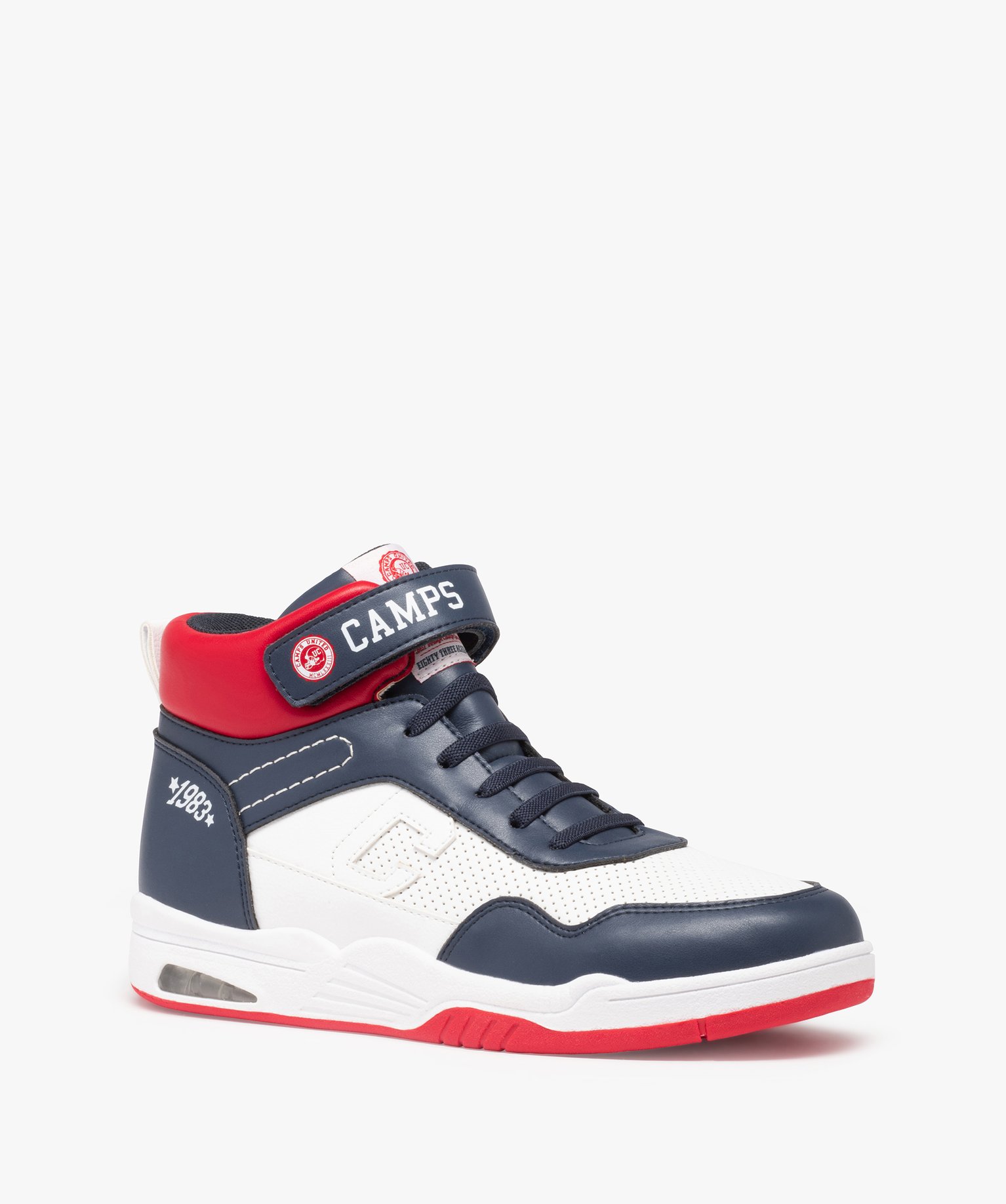 Baskets Garçon mid-cut tricolores à lacets et scratch - Camps marine | GEMO