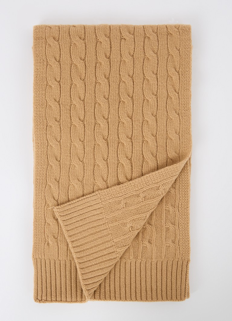 Ralph Lauren  Kabelgebreide sjaal in wolblend 180 x 25 cm