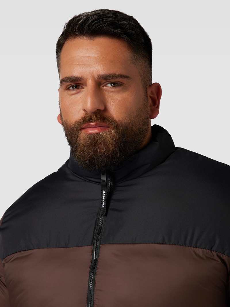 PLUS SIZE Steppjacke im Two-Tone-Design Modell 'TOBY' in dunkelbraun