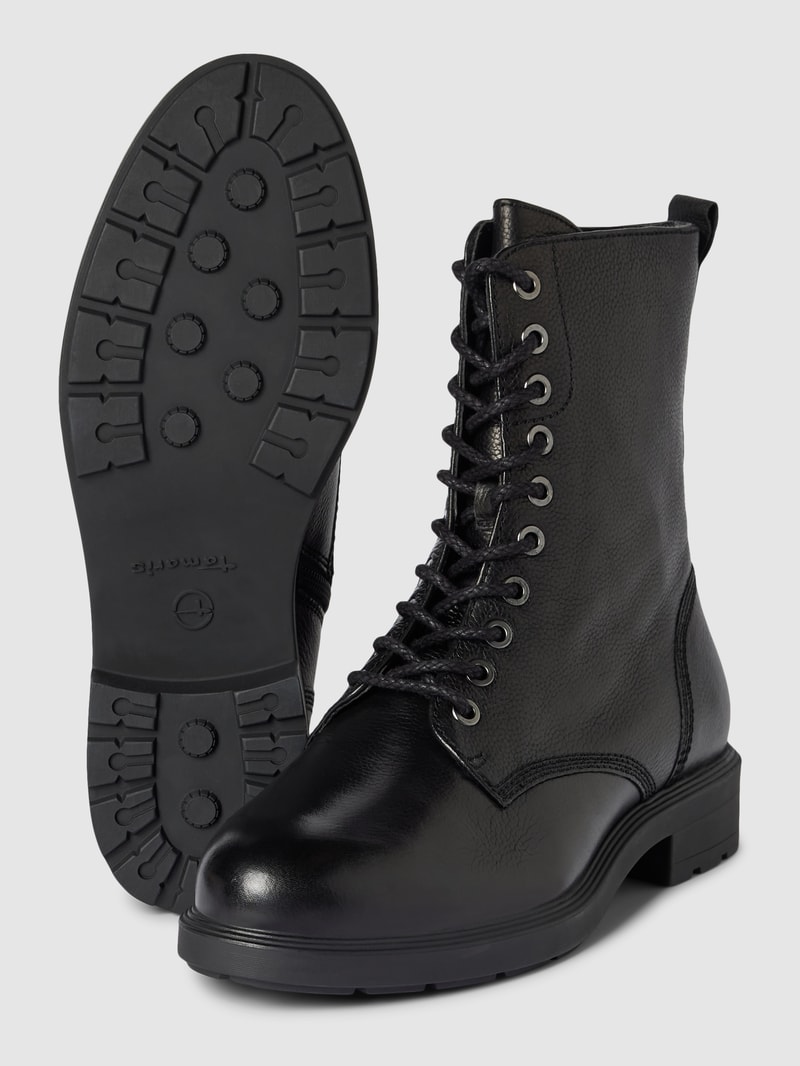 Boots aus Leder mit Schnürung in schwarz