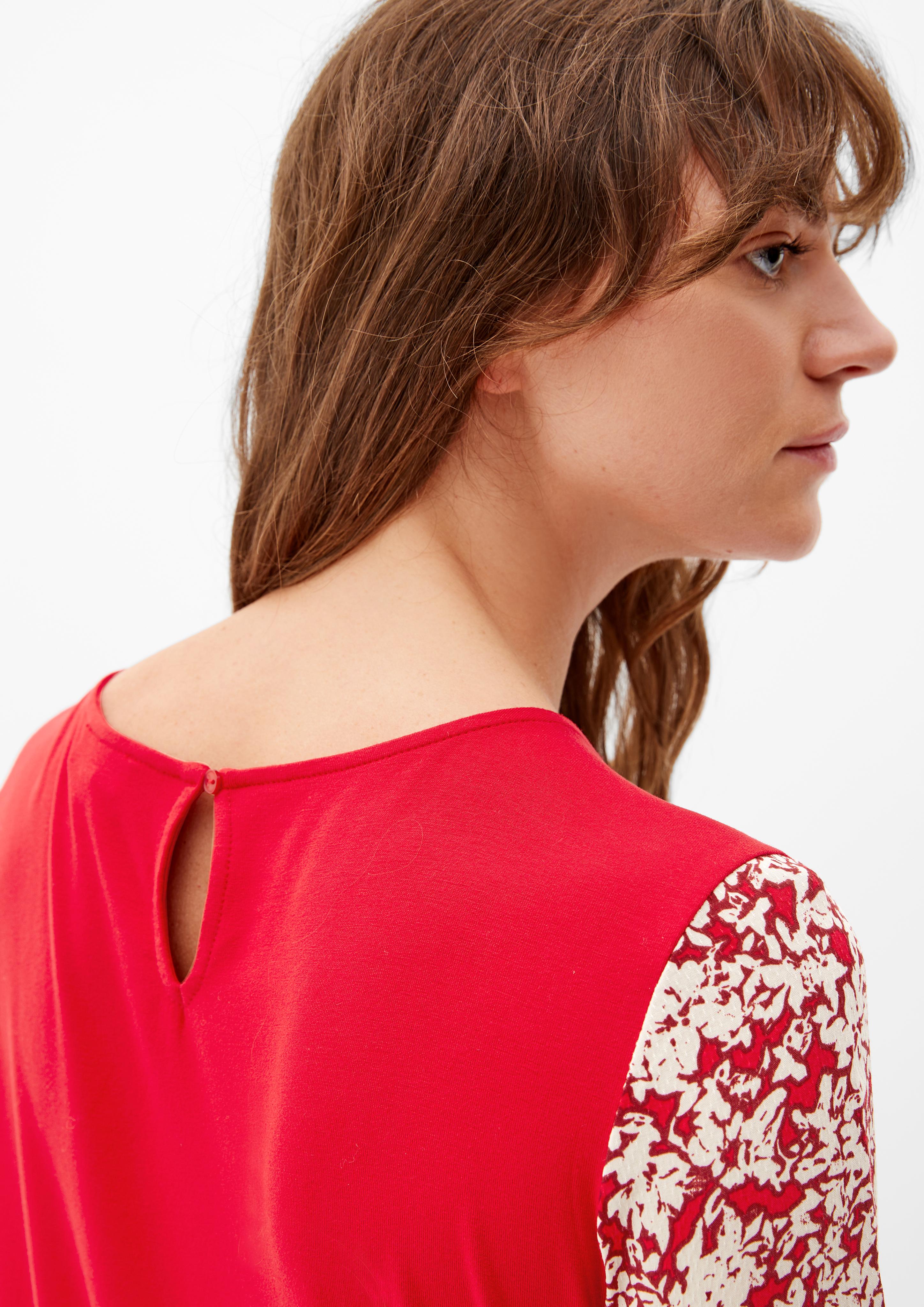 Materialmix-Bluse mit Print  2121780-31A1