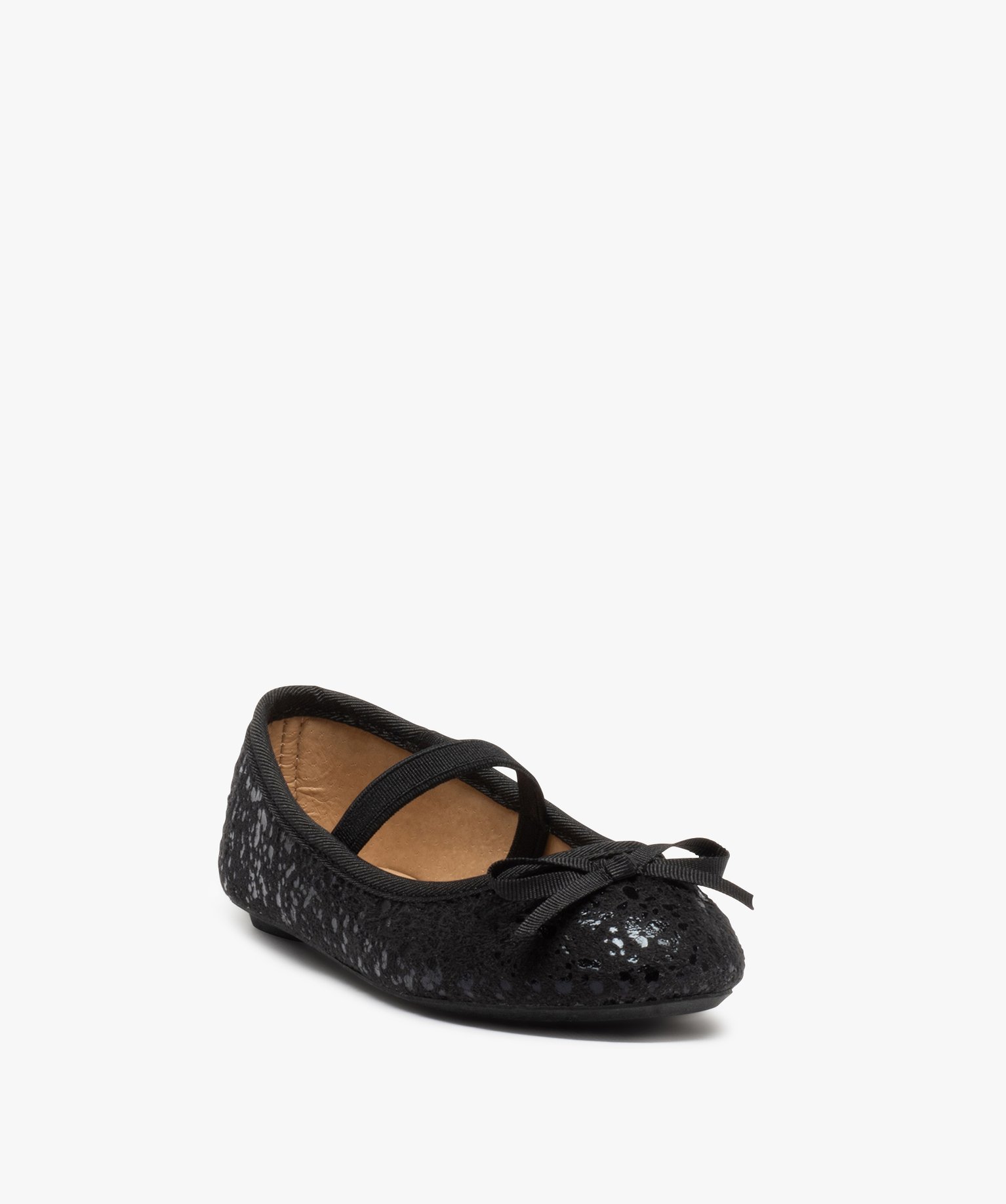 Ballerines fille unies en matière mate et vernie noir | GEMO