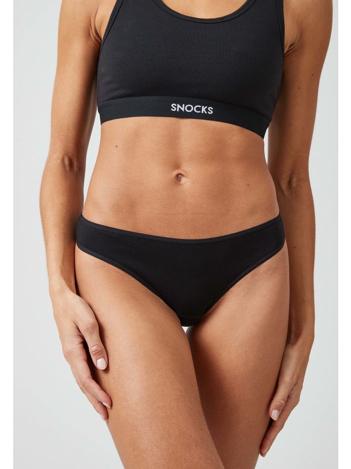 SNOCKS Brazilian Slips aus Bio-Baumwolle 3 Stück in Schwarz günstig kaufen