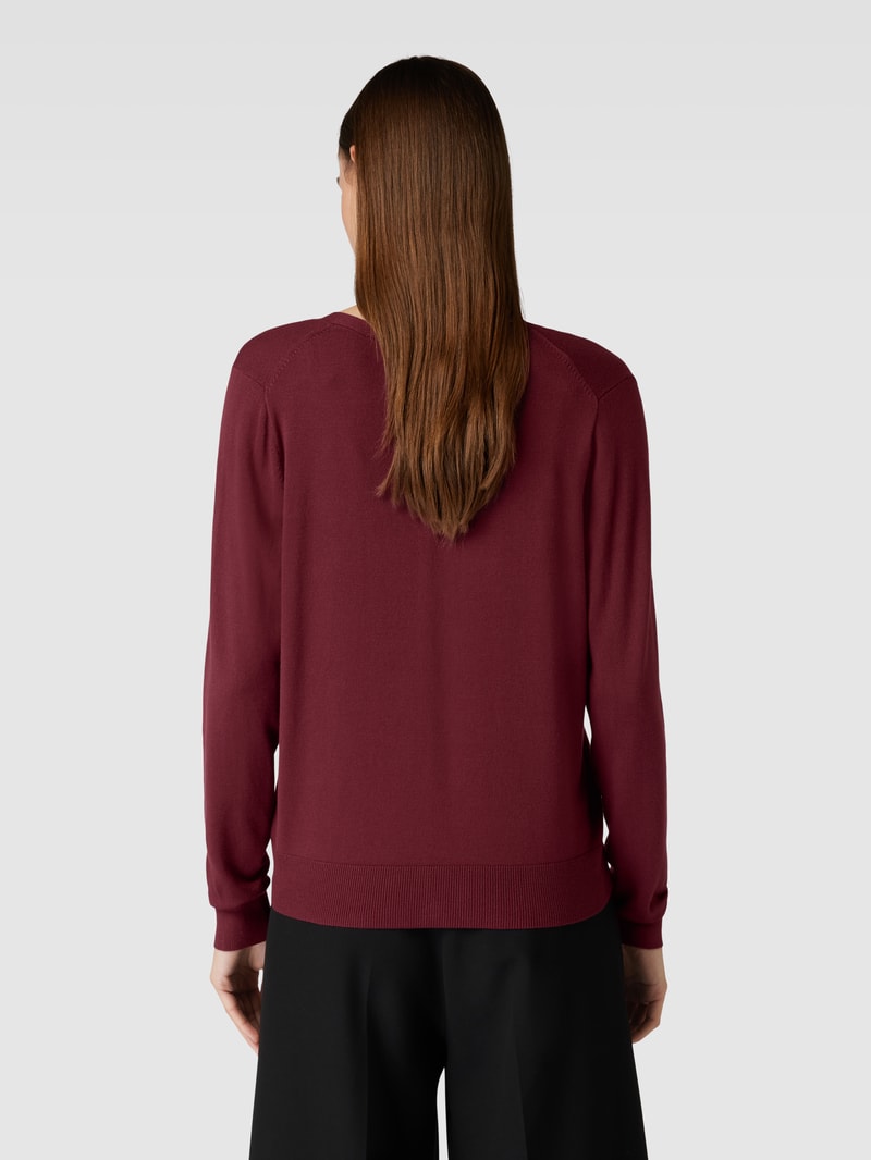 Strickcardigan mit tiefem V-Ausschnitt in bordeaux rot
