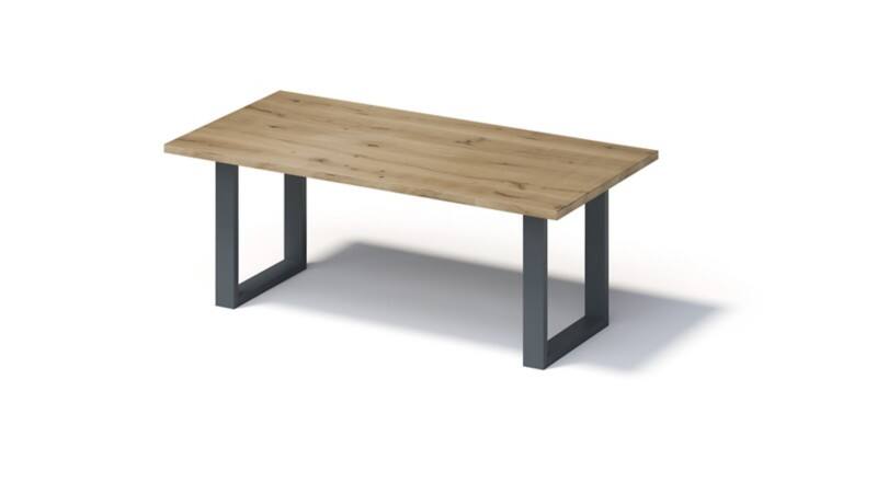Bisley Fortis Table Regular, 2000 x 1000 mm, gerade Kante, geölte Oberfläche, O-Gestell, Oberfläche: P natürlich / Gestellfarbe: 334 anthrazitgrau