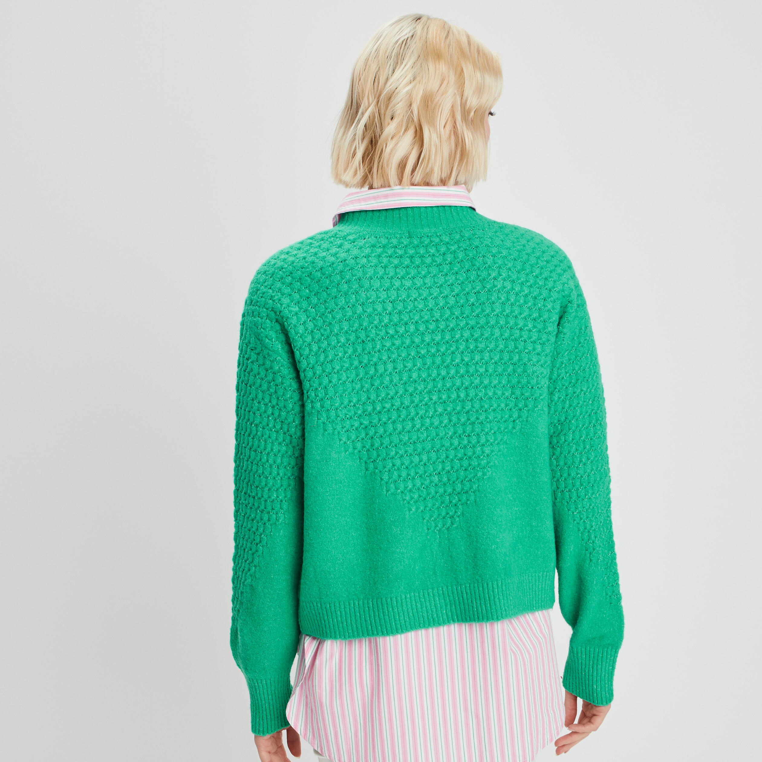 Gilet boutonné à col en V vert menthe femme | La Halle