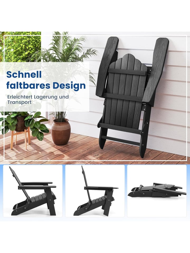 COSTWAY Adirondack Stuhl klappbar in Schwarz günstig kaufen onesize